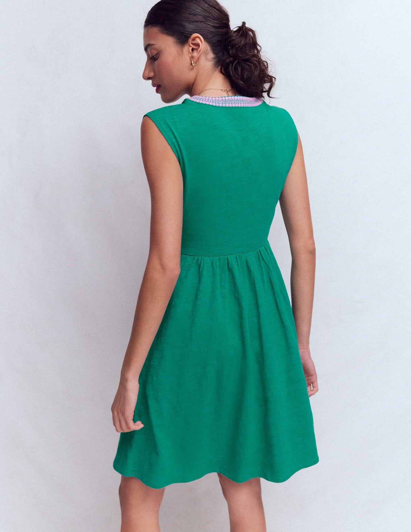 May Embroidered Short Dress-Deep Teal