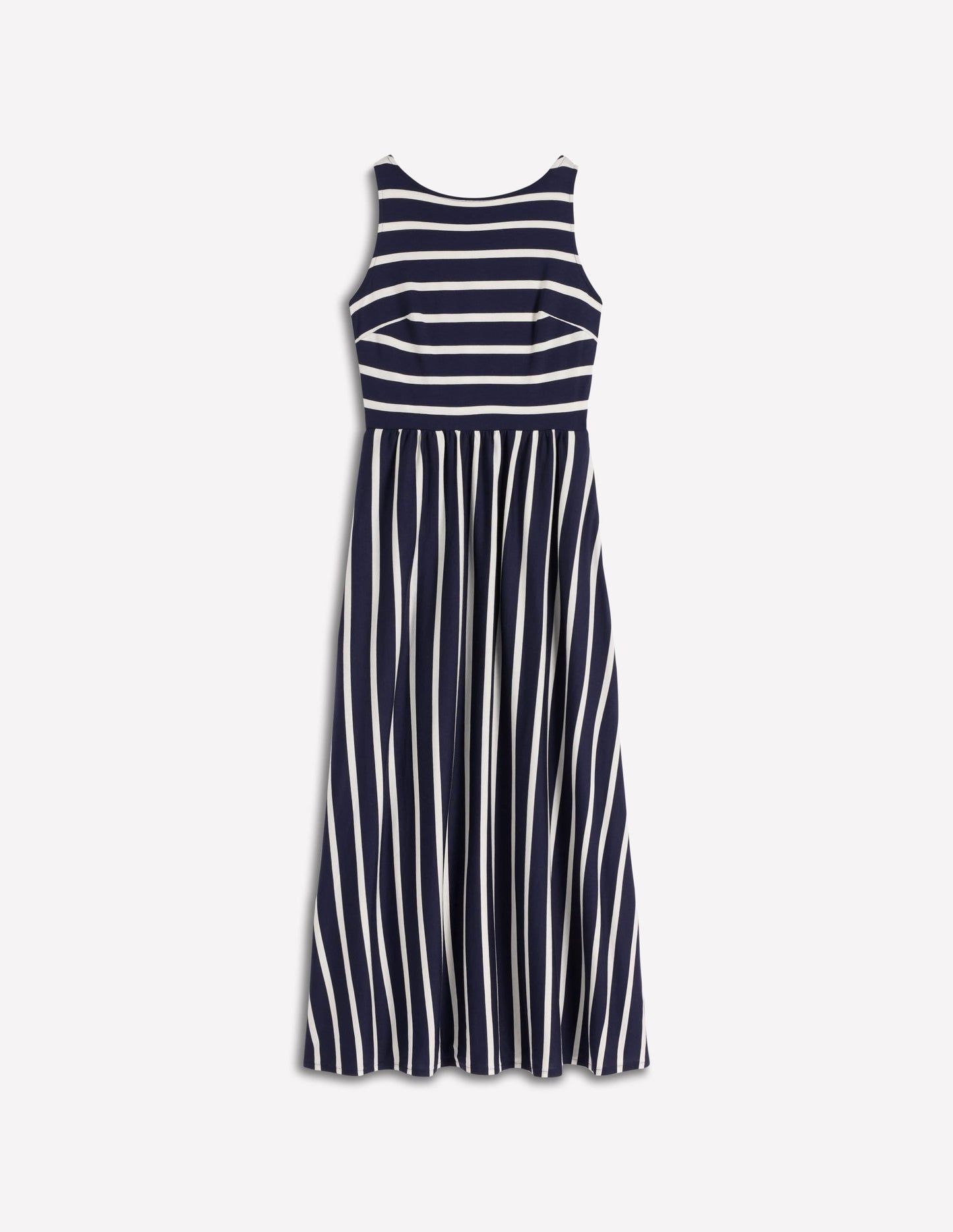Saoirse Smock Back Dress-Navy, Ivory Stripe