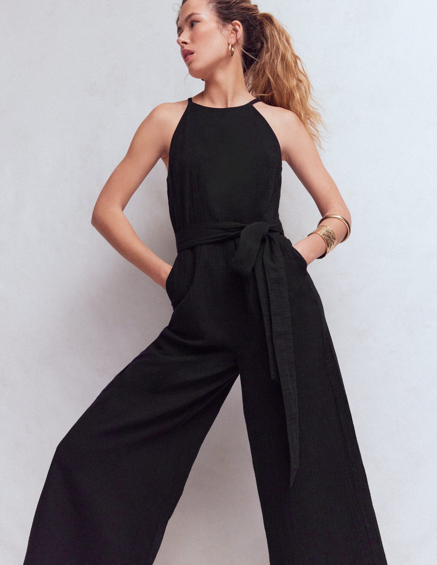 Rosa Double Cloth Jumpsuit-Black