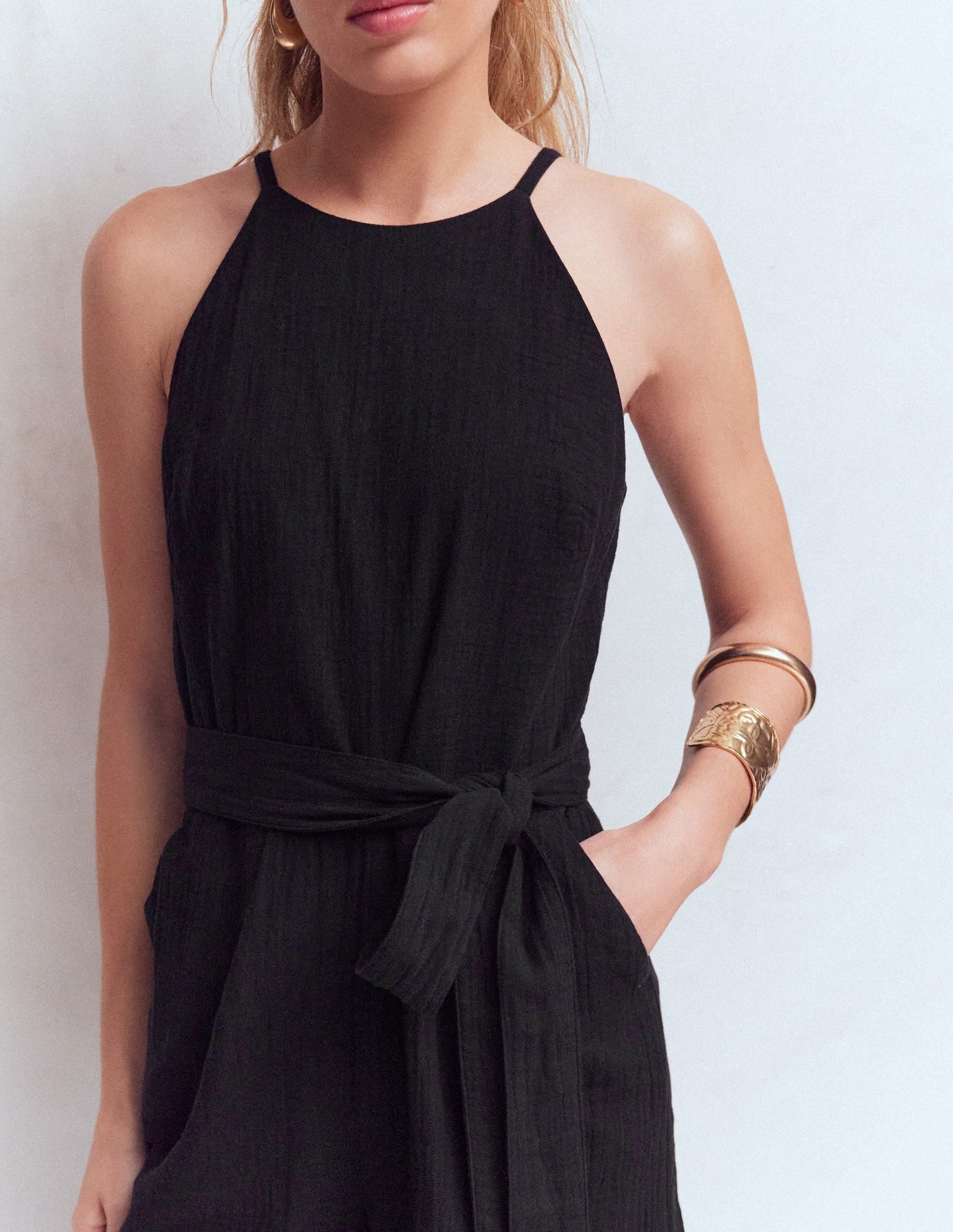 Rosa Double Cloth Jumpsuit-Black