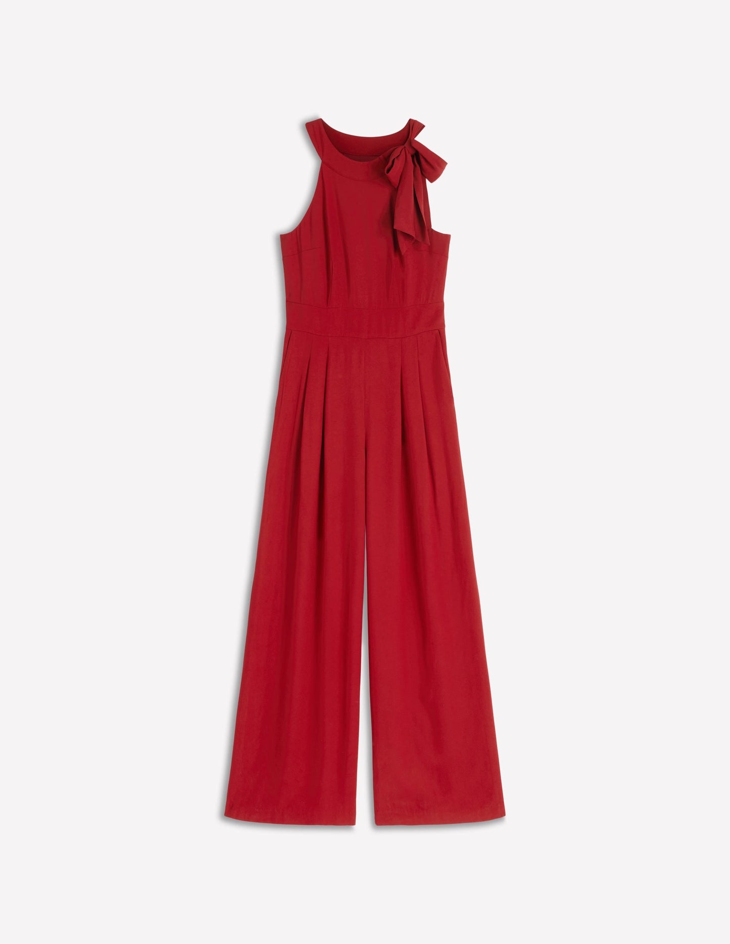 Tie Halter Neck Jumpsuit-Rich Chestnut