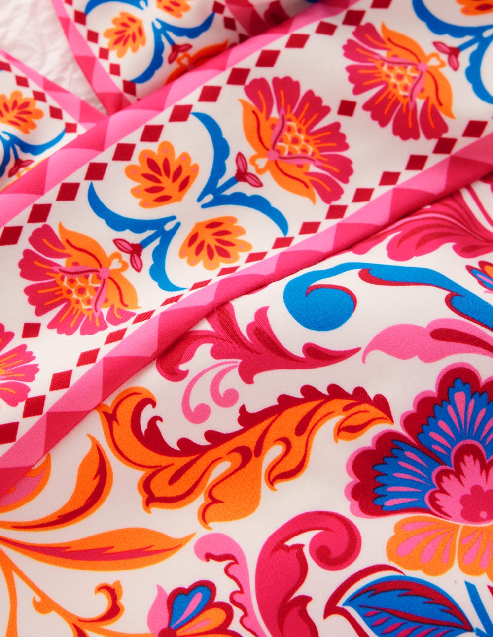 Porto V-neck Swimsuit-Pink Power, Flourishing Meadow