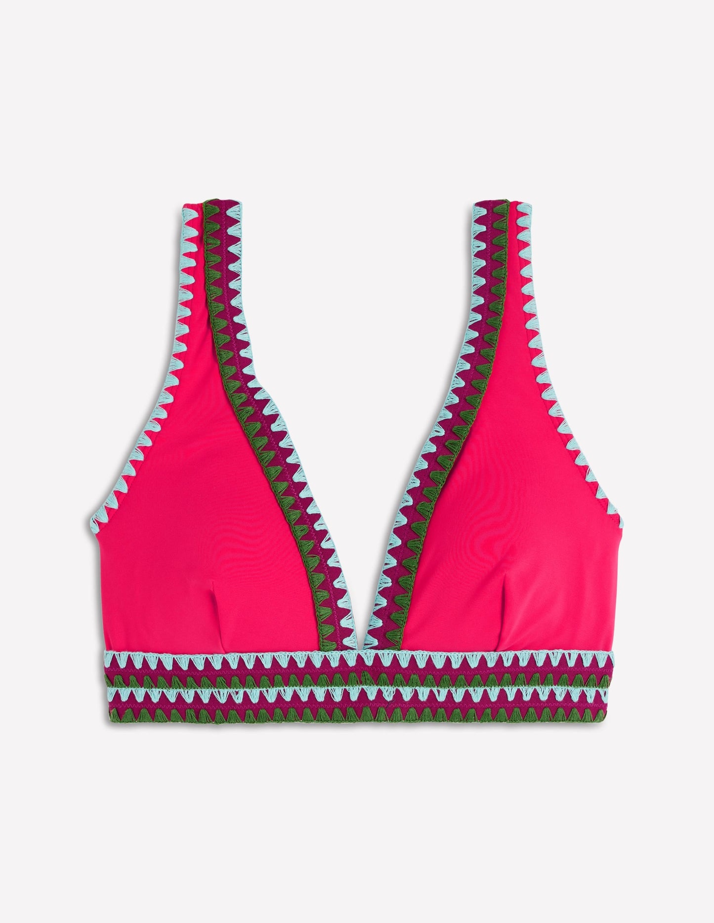 Porto V-neck Bikini Top-Rosy, Embroidery