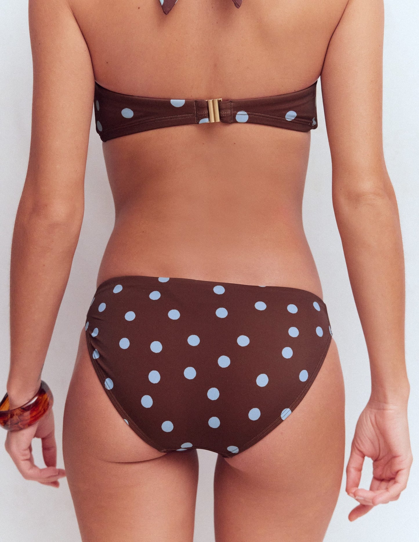 Classic Bikini Bottoms-Chocolate, Blue Painted Dot