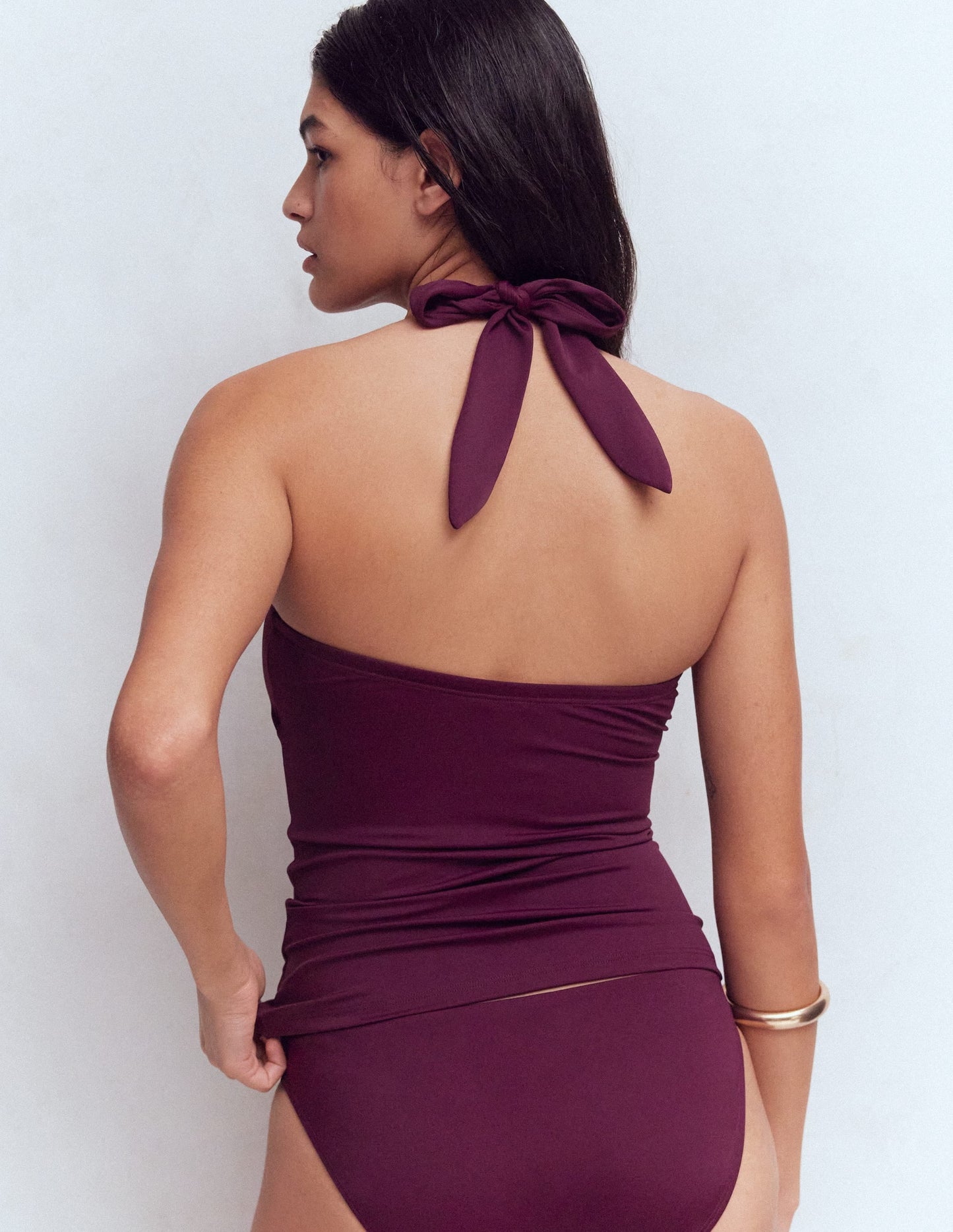 Kythira Ruched Tankini Top-Chocberry