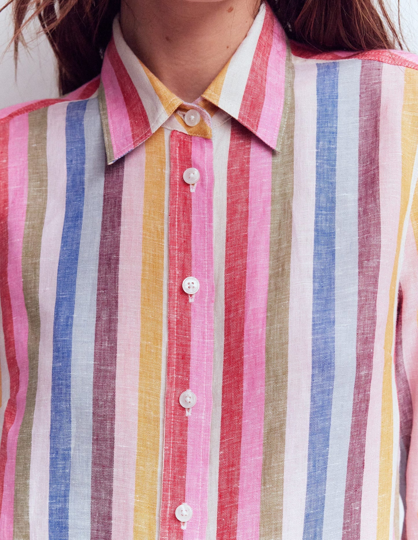 Sienna Linen Shirt-Pink, Green, Purple Multi