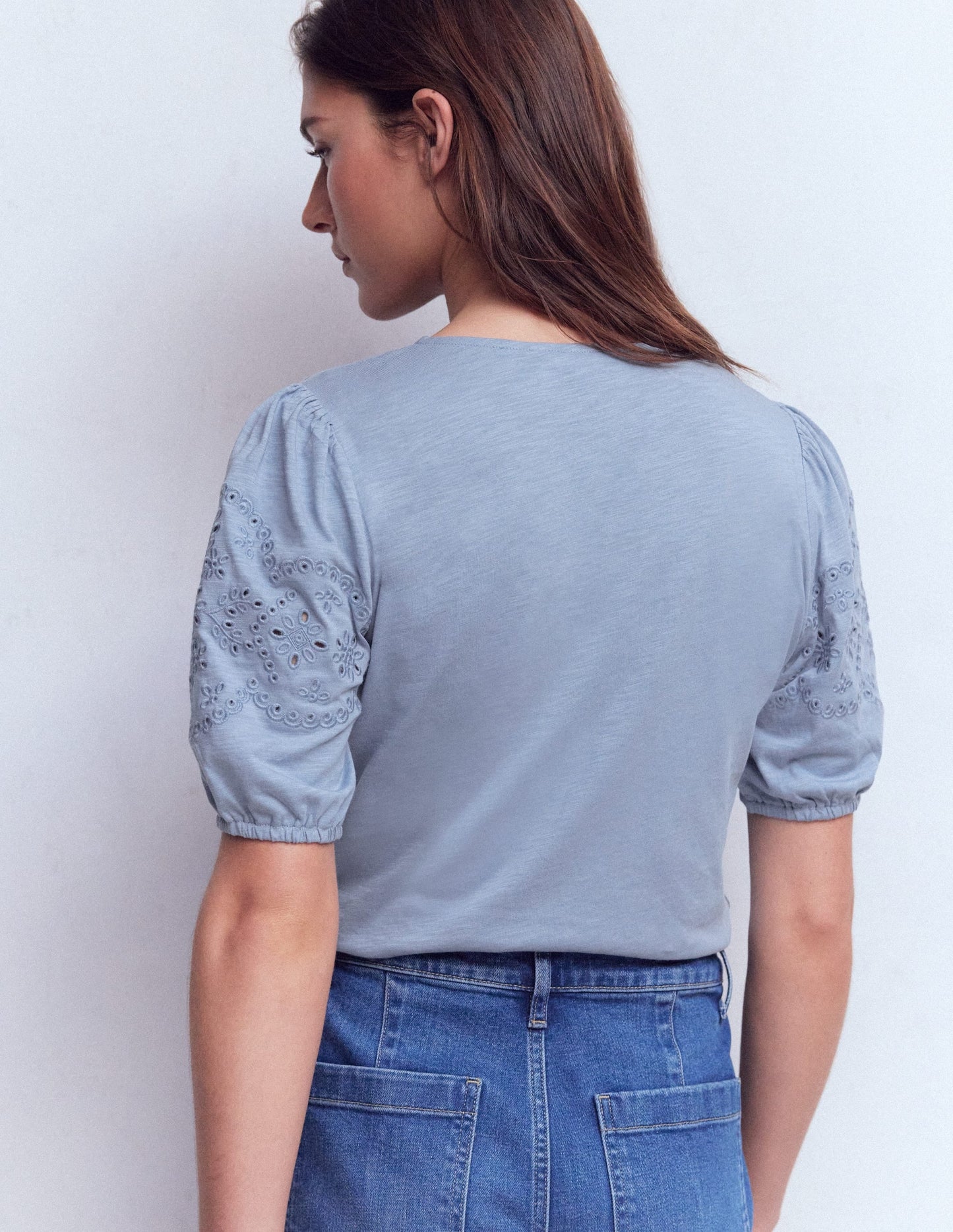 Ada Broderie Mix Top-French Blue
