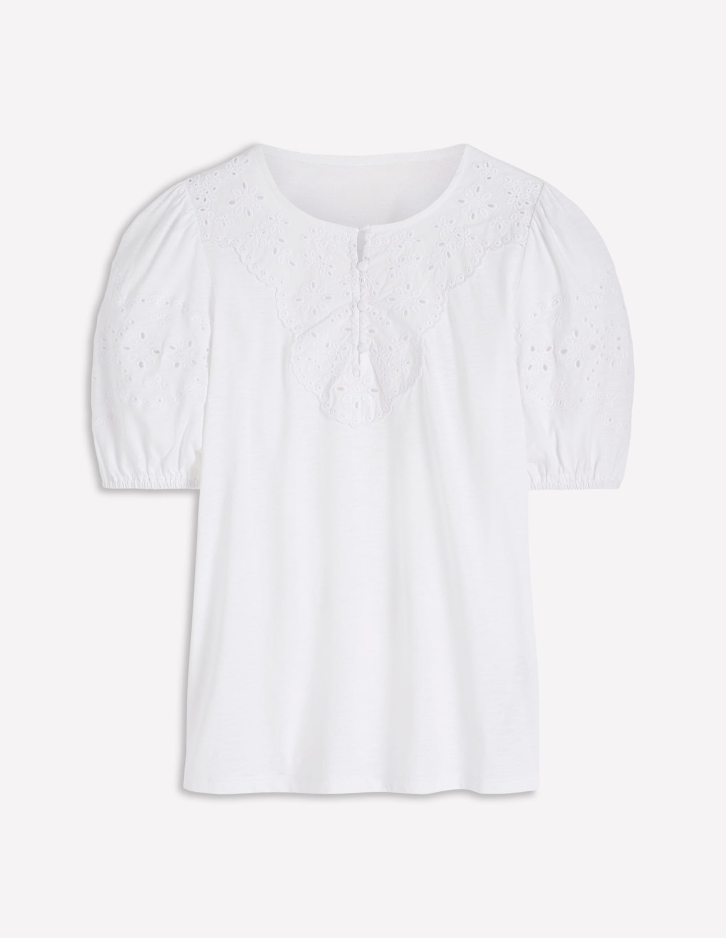 Ada Broderie Mix Top-White