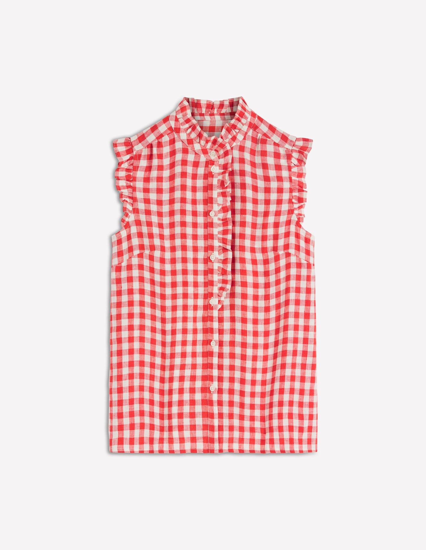 Isabel Sleeveless Linen Top-Burnt Red Gingham