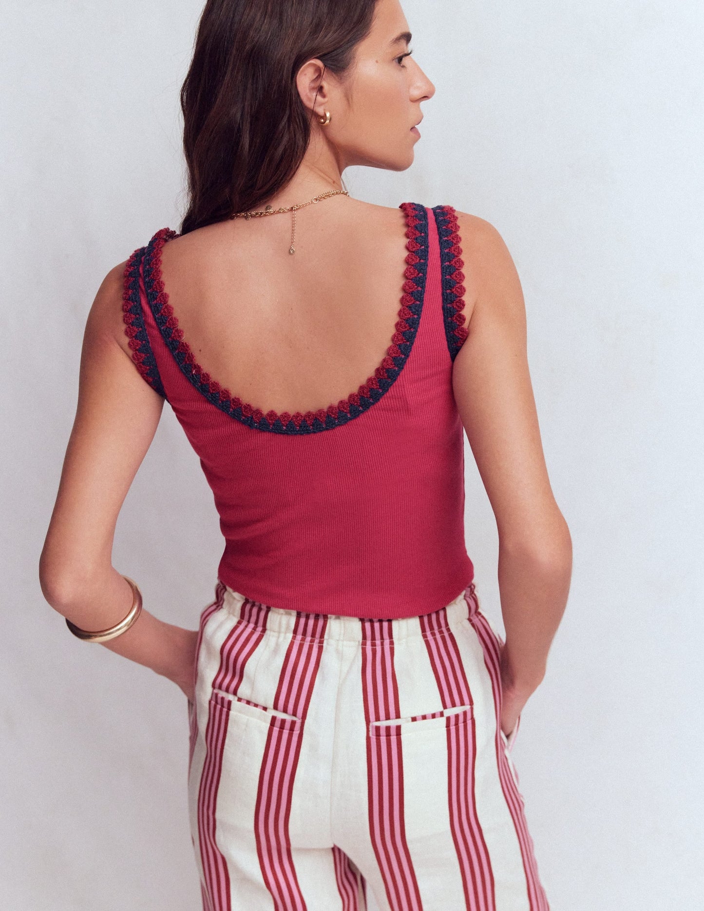 Maddie Trim Detail Vest-Terracotta Red