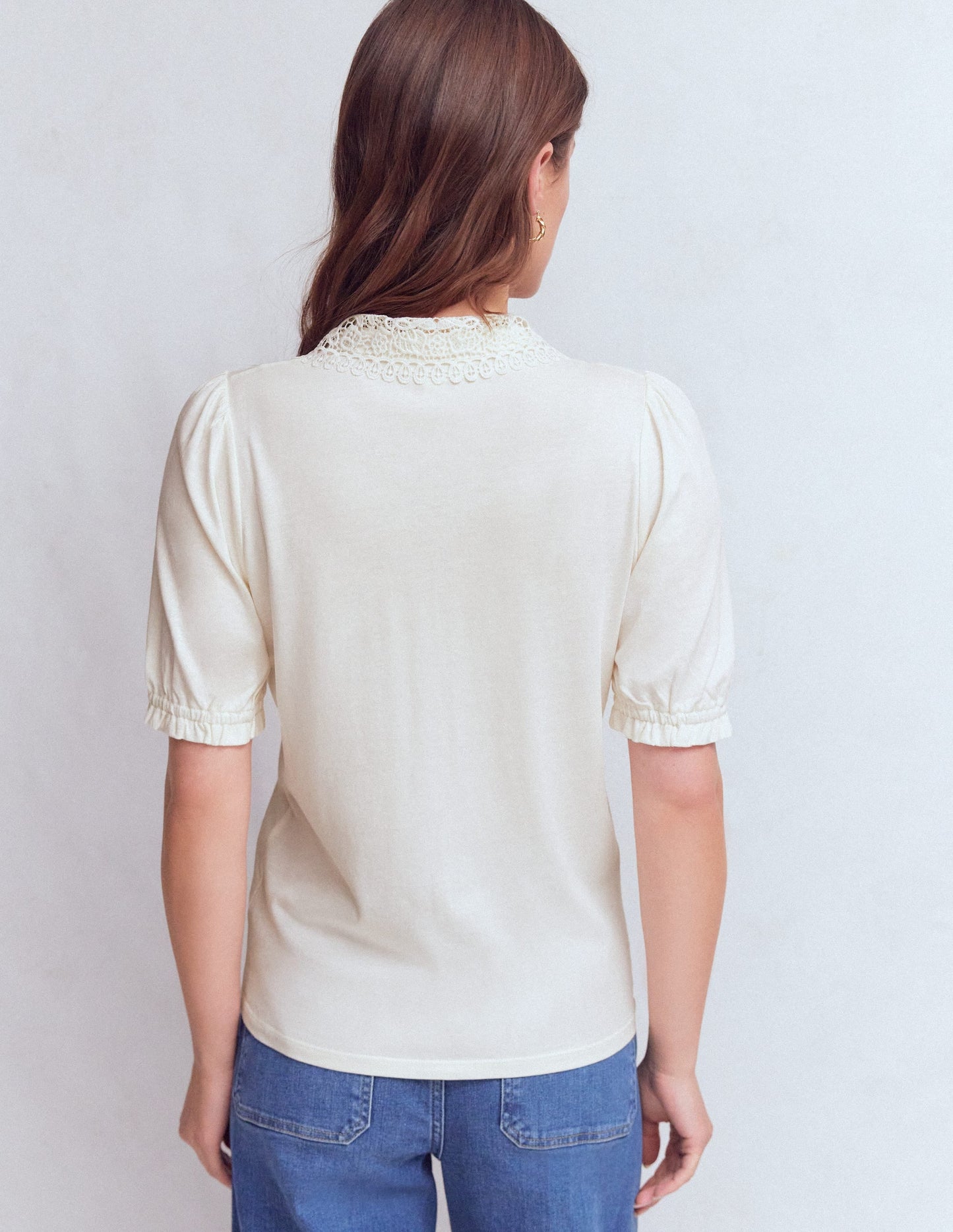 Nessa Broderie Collar Blouse-Ivory