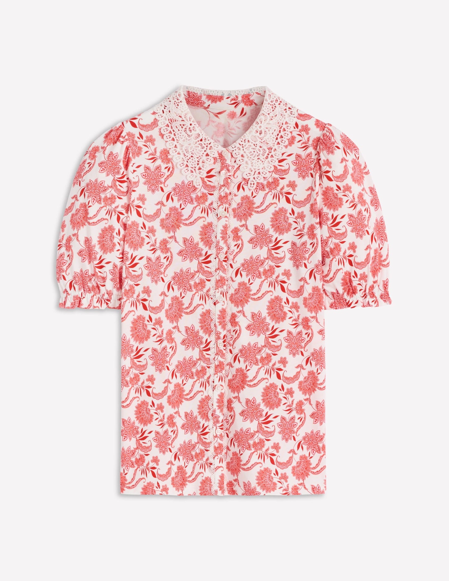 Nessa Broderie Collar Blouse-Pink Floral