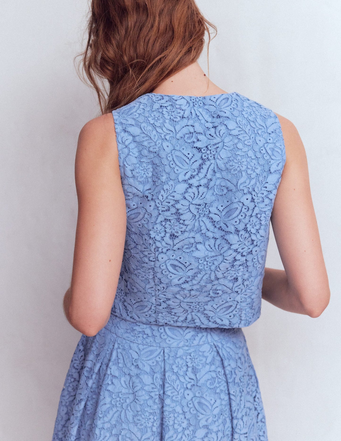 Andrea Lace Shell Top-Cornflower Blue