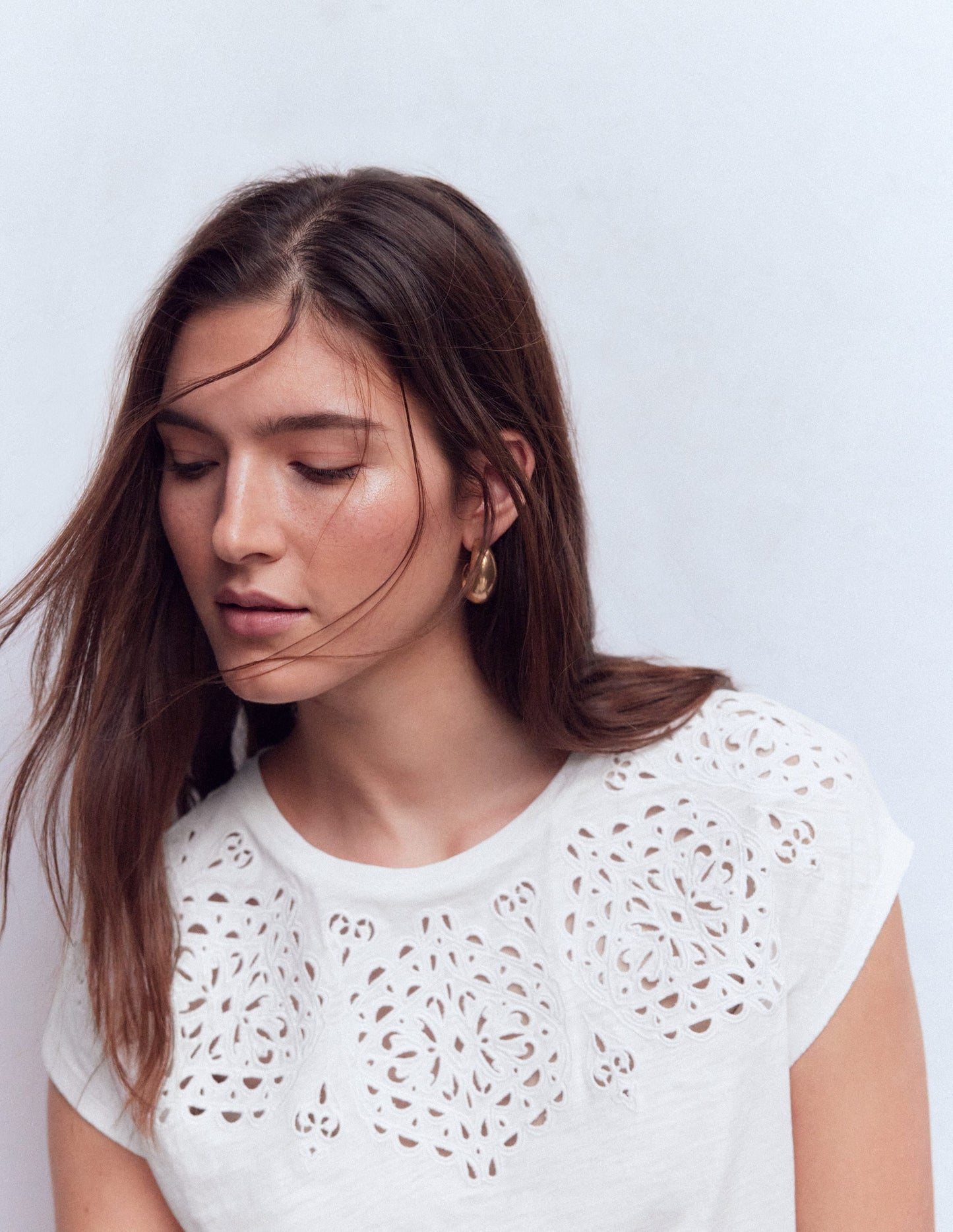 Willow Broderie T-shirt-Brilliant White