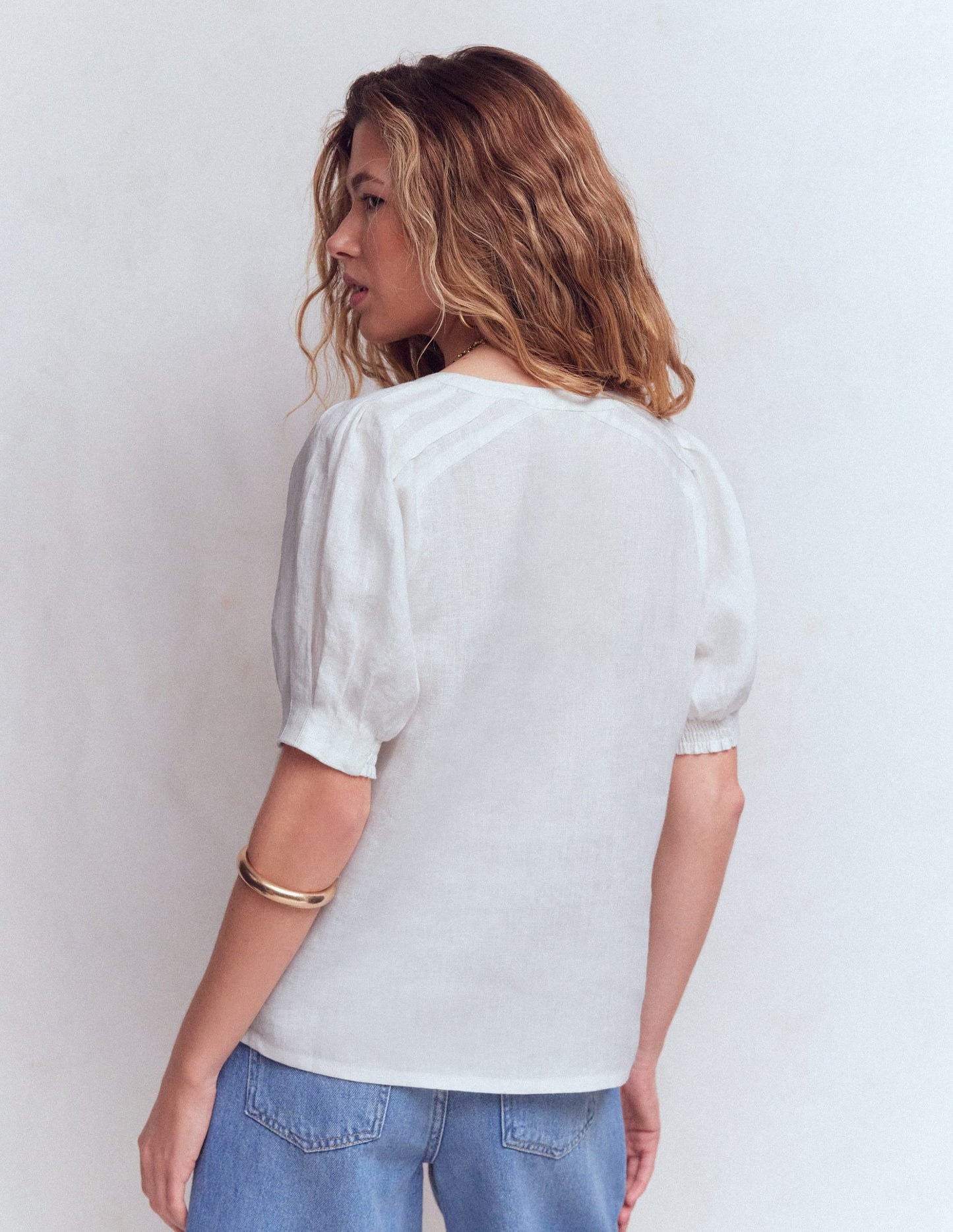 Rae Linen Top-White