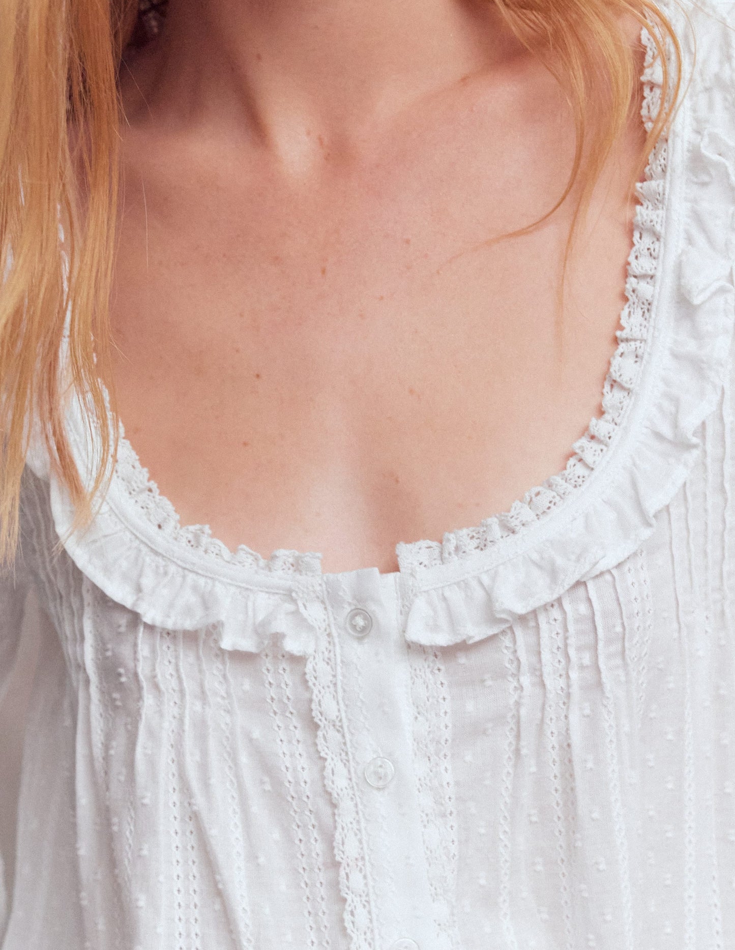 Scoop Neck Ruffle Top-White