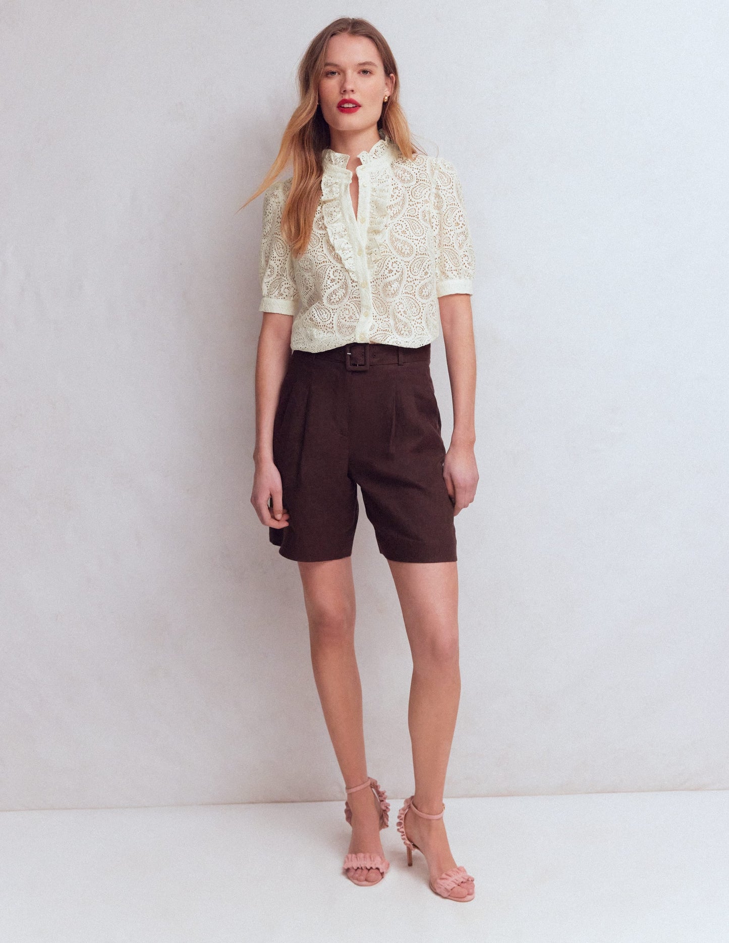 Sasha Short Sleeve Lace Top-Ivory