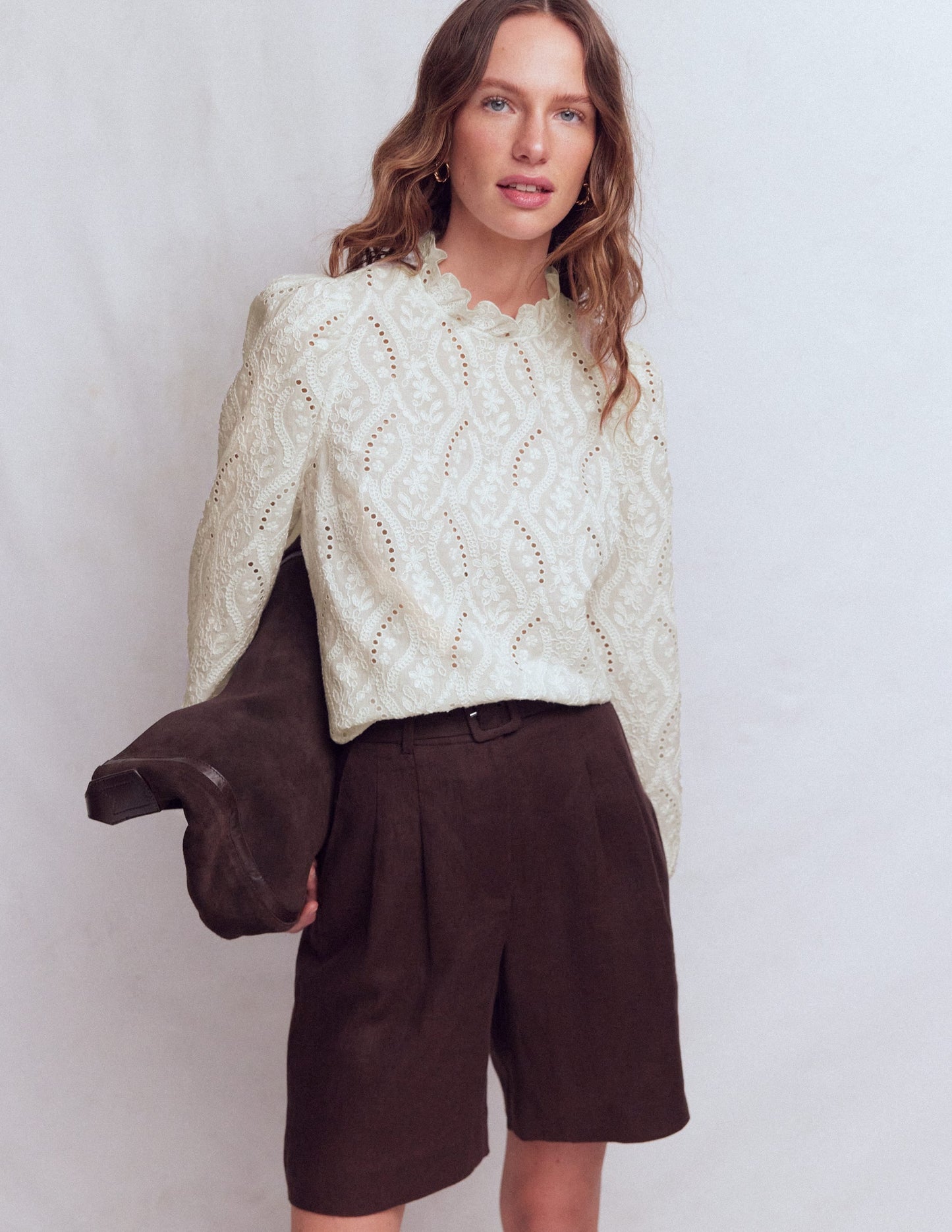 Puff Sleeve Interest Top-Ivory