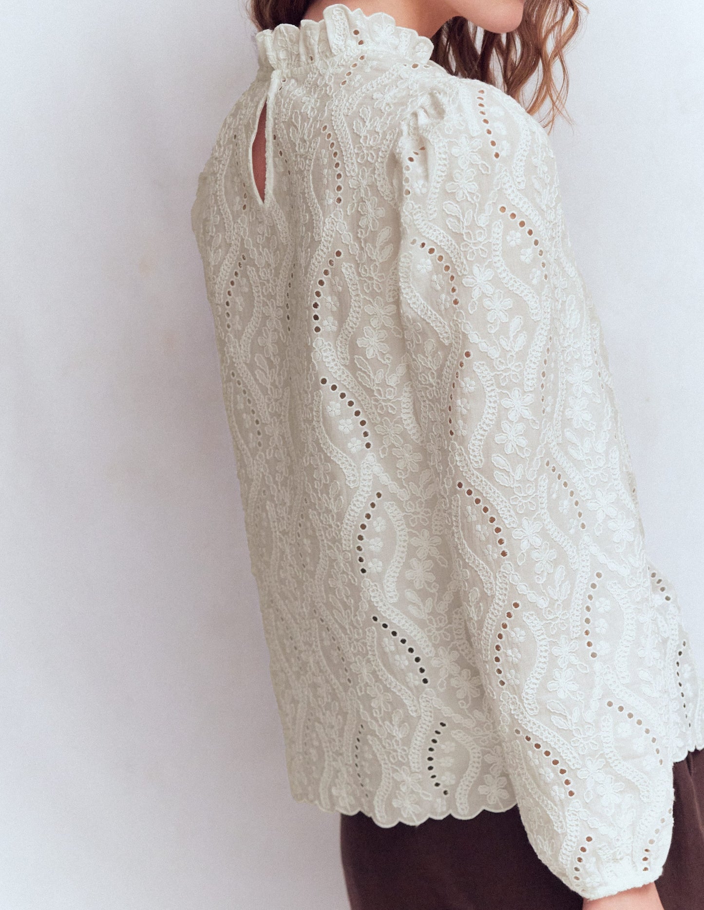 Puff Sleeve Interest Top-Ivory