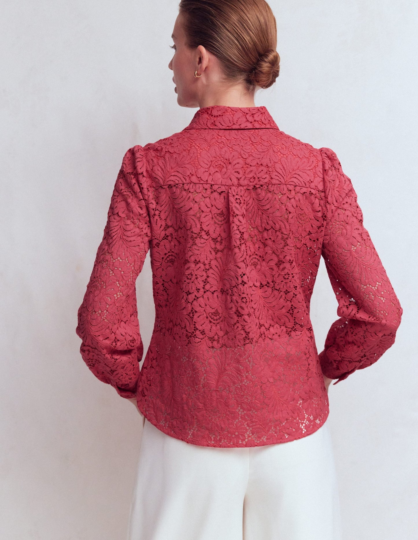 Cara Lace Shirt-Cherry Blush