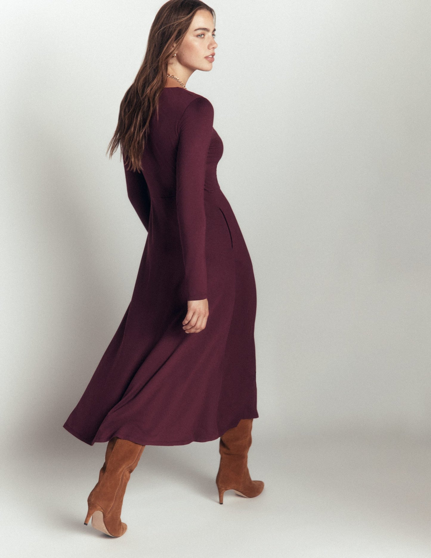 Jasmine Ruched Jersey Dress-Winetasting