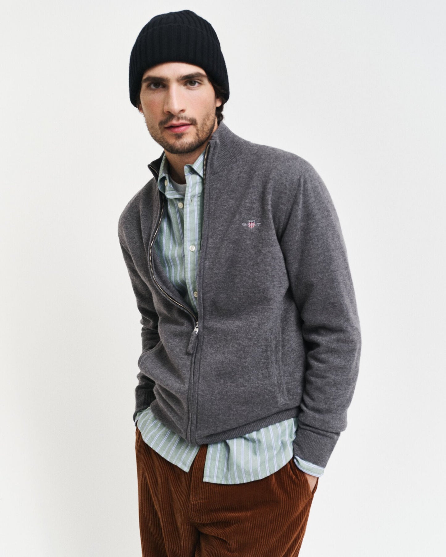Feinste Lambswool Strickjacke mit Reißverschluss