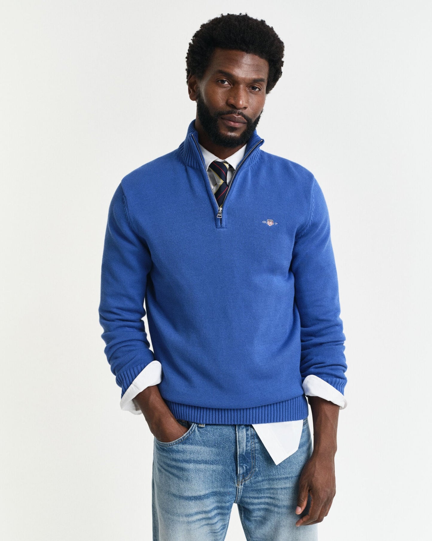 Freizeit-Baumwoll-Half-Zip-Pullover