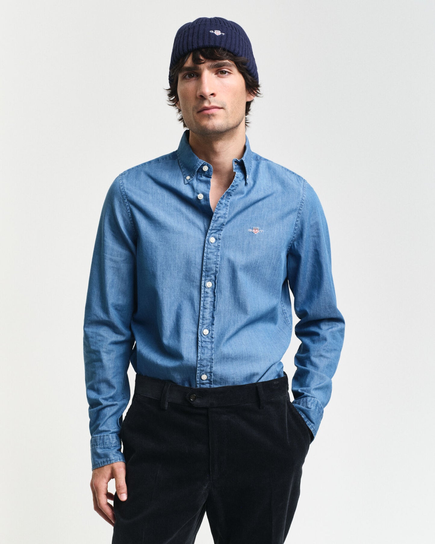 Slim-Fit-Hemd in Indigo