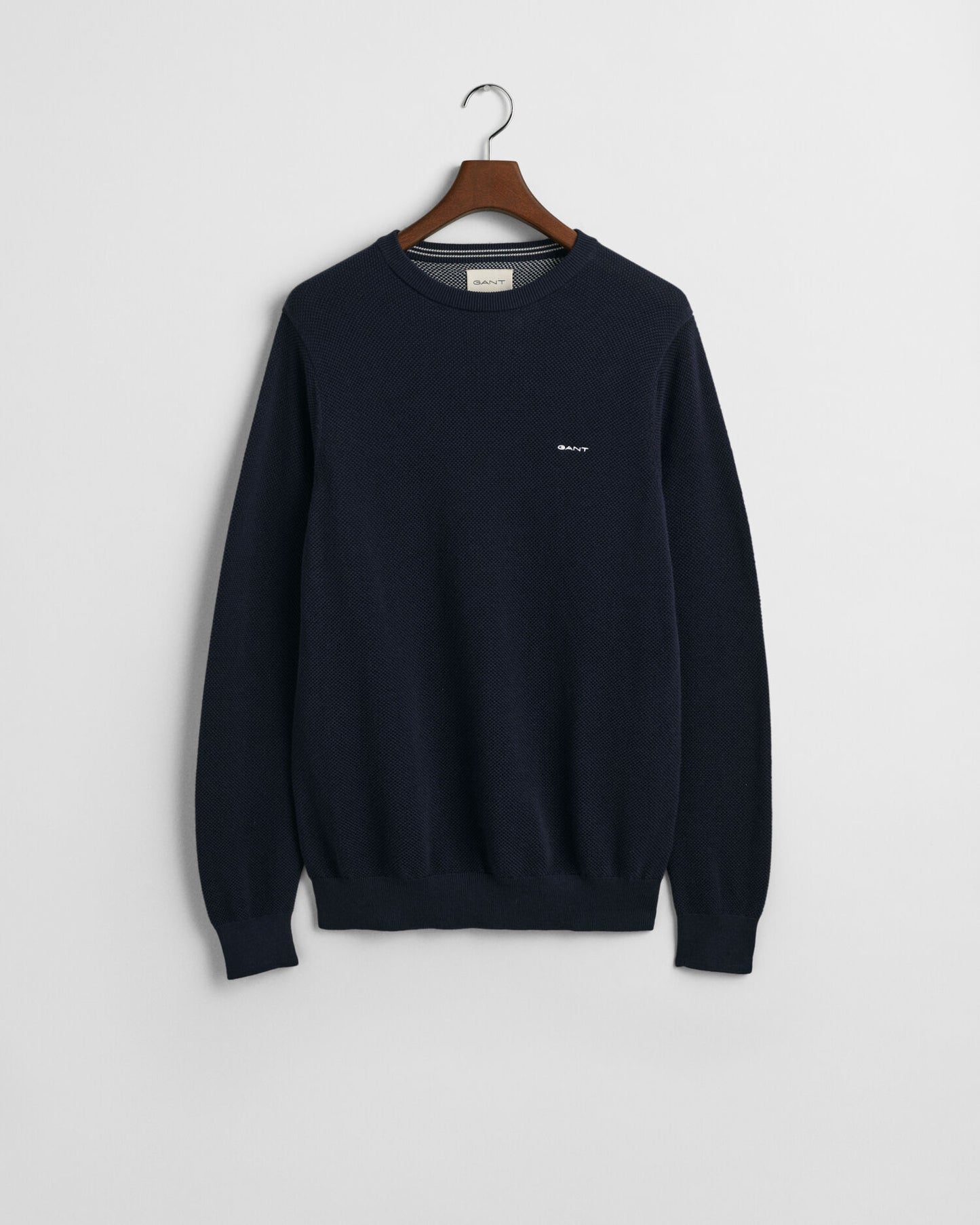 Baumwoll-Piqué-Pullover mit Rundhalsausschnitt