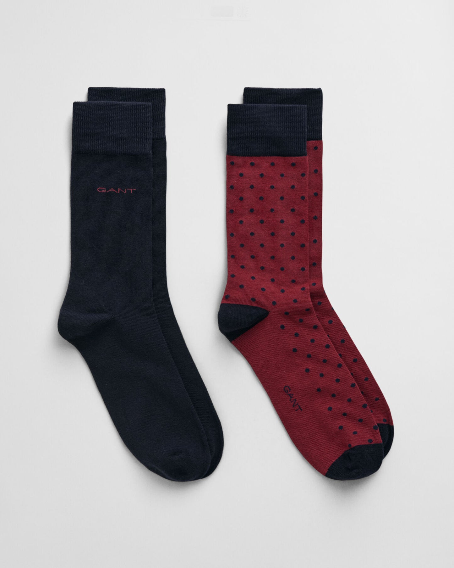 2er-Pack Socken mit Punkten und unifarbenen Socken