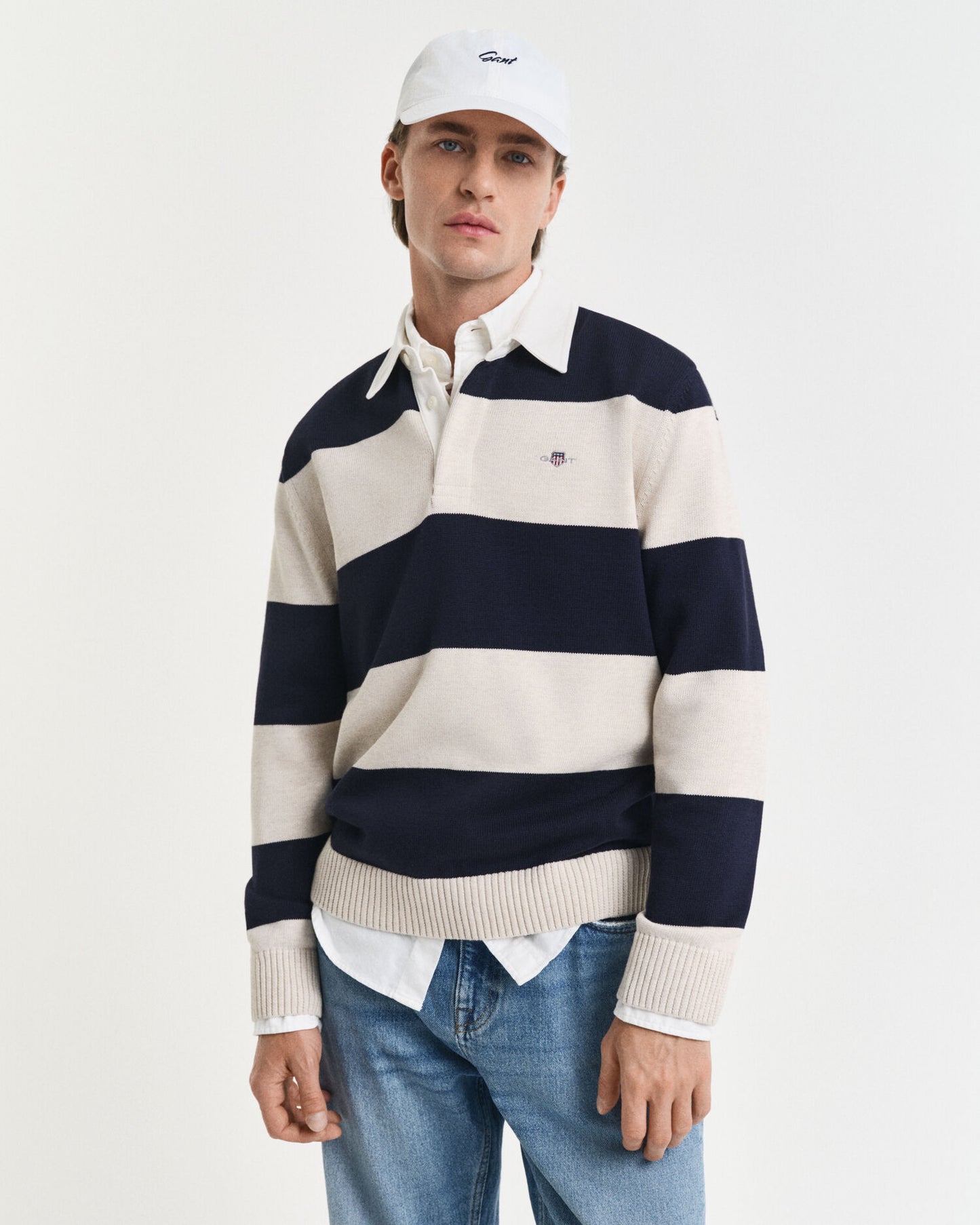 Gestreifter Polo-Pullover