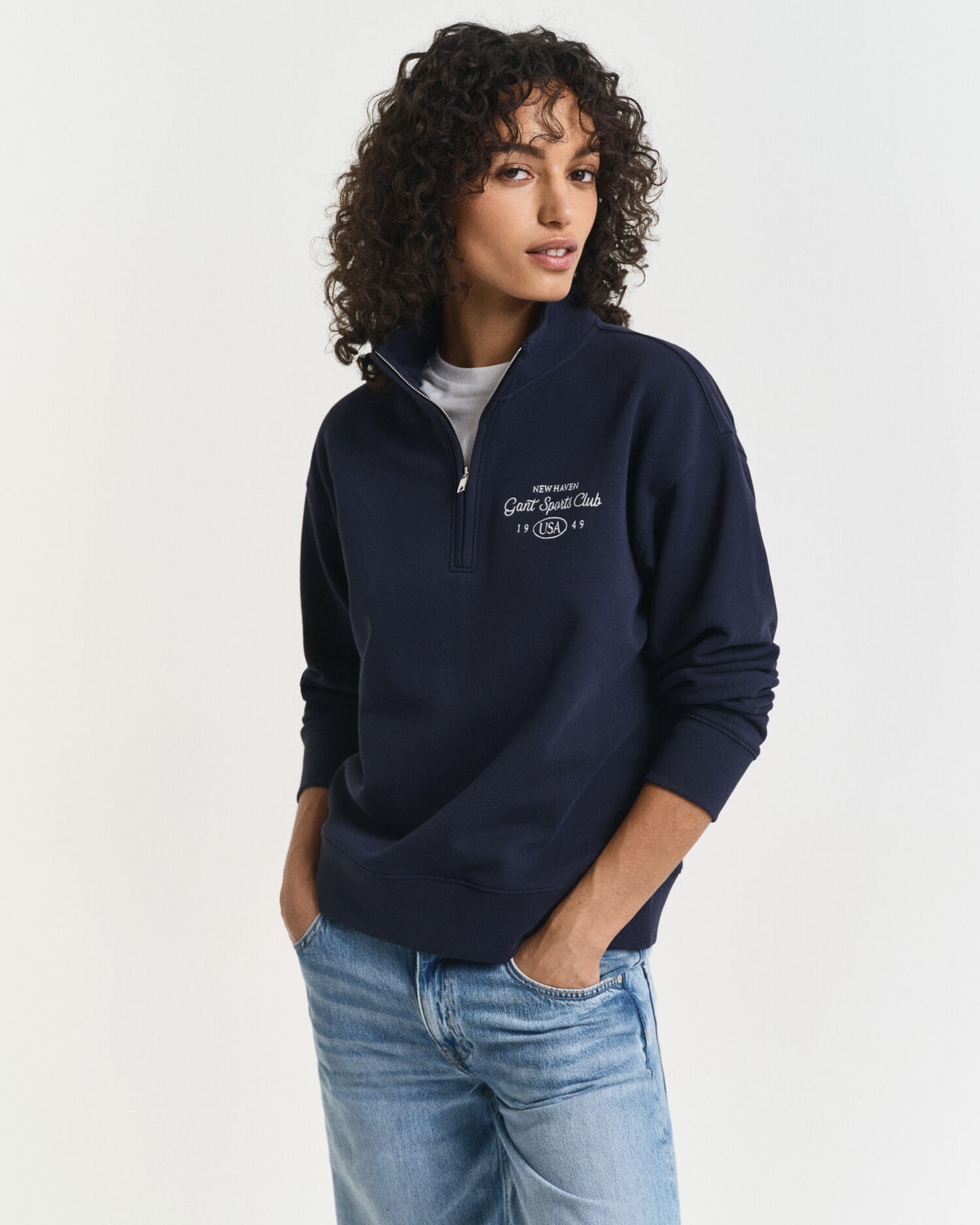 Grafisches Half-Zip Sweatshirt