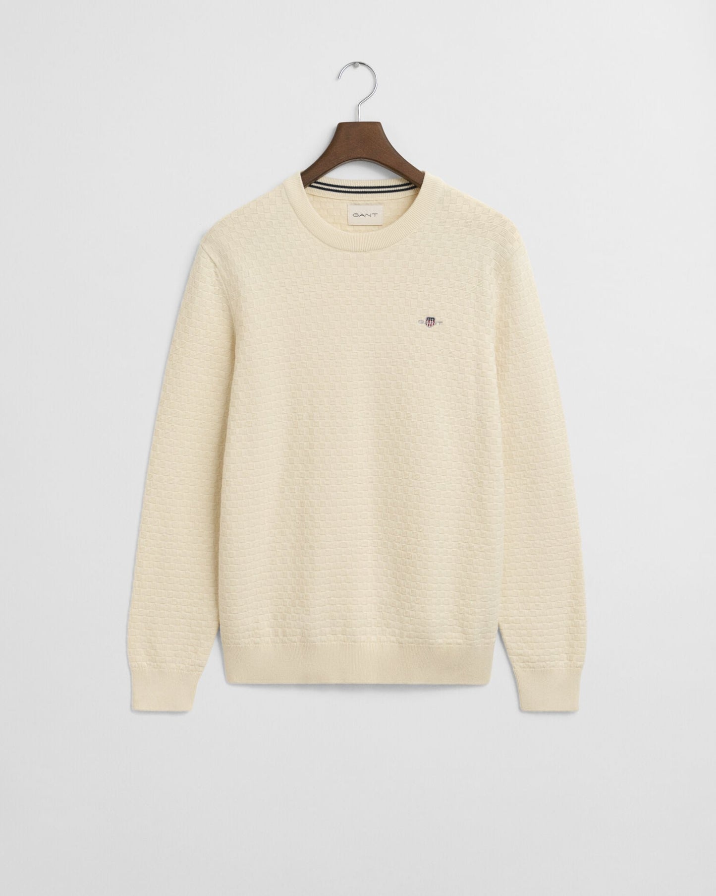 Pullover mit Mikrostruktur-Rundhalsausschnitt