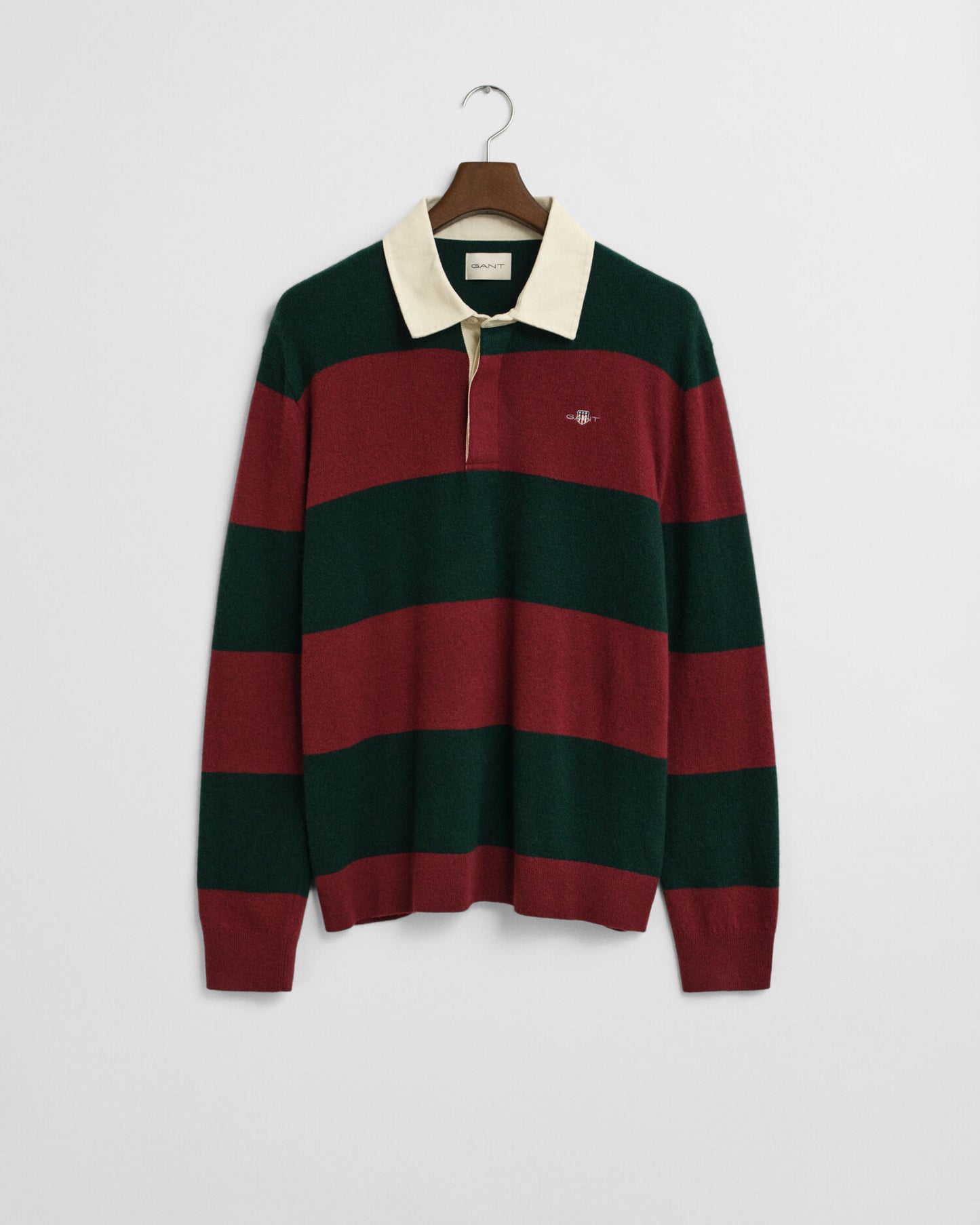 Gestreifter Extrafeiner Lambswool Rugger Pullover