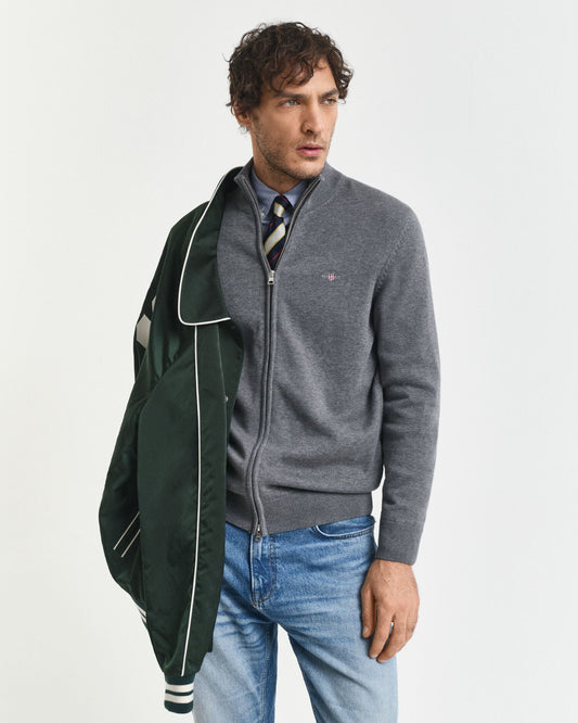 Legere Baumwoll-Strickjacke mit Reißverschluss