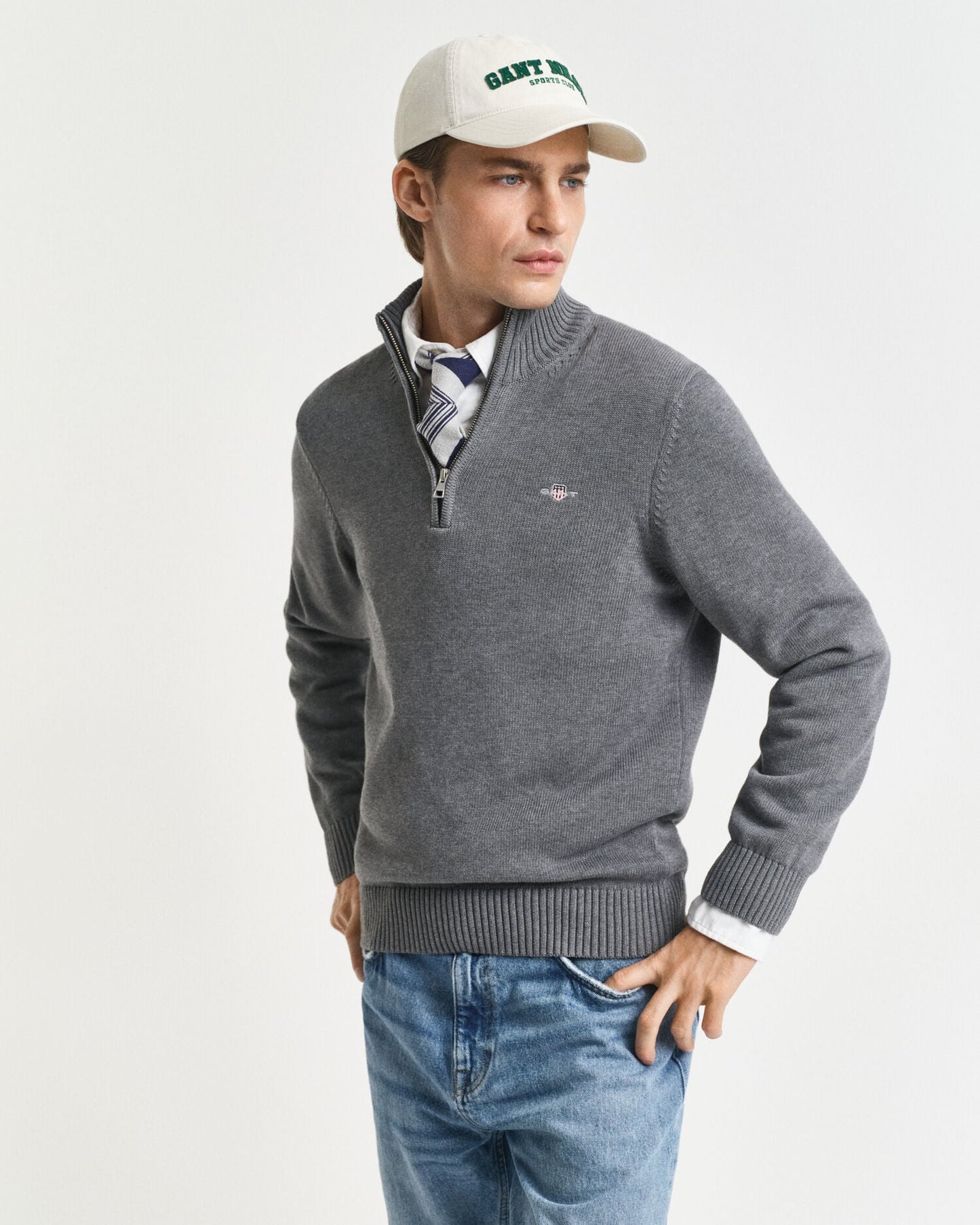 Freizeit-Baumwoll-Half-Zip-Pullover
