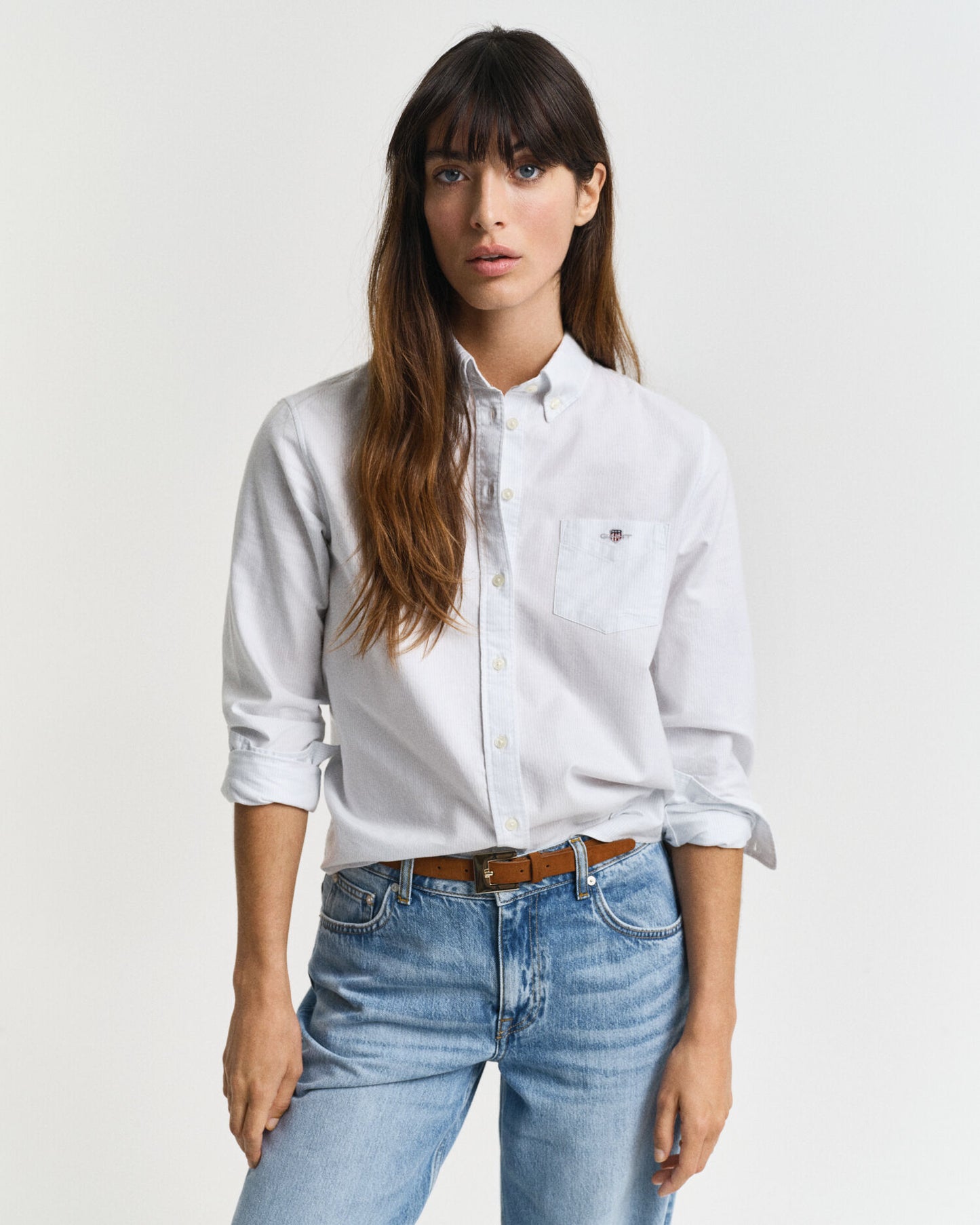Regular Fit Klassisches Gestreiftes Oxfordhemd