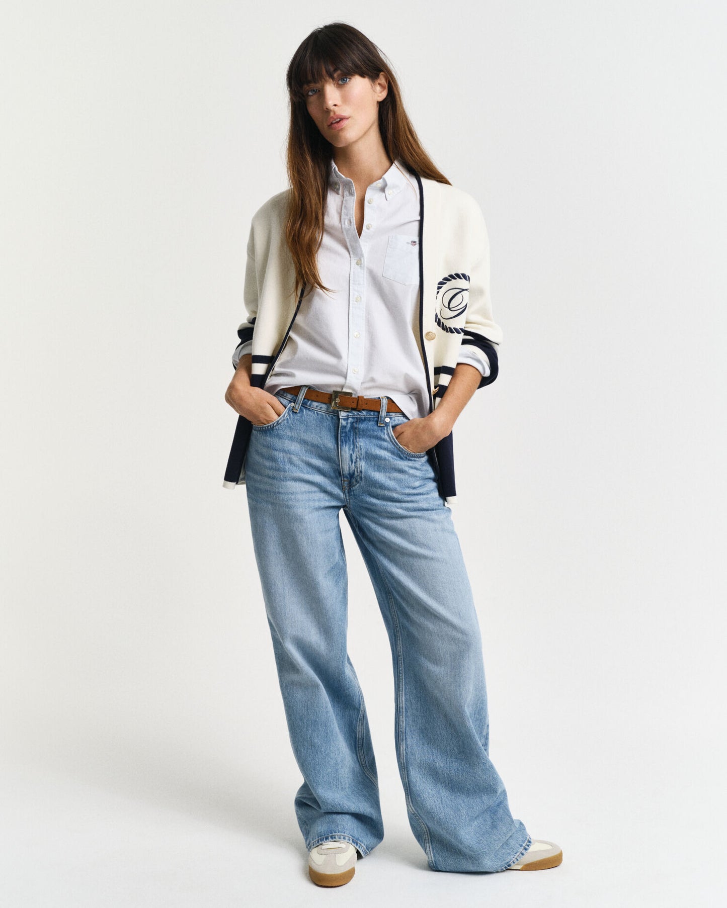 Regular Fit Klassisches Gestreiftes Oxfordhemd