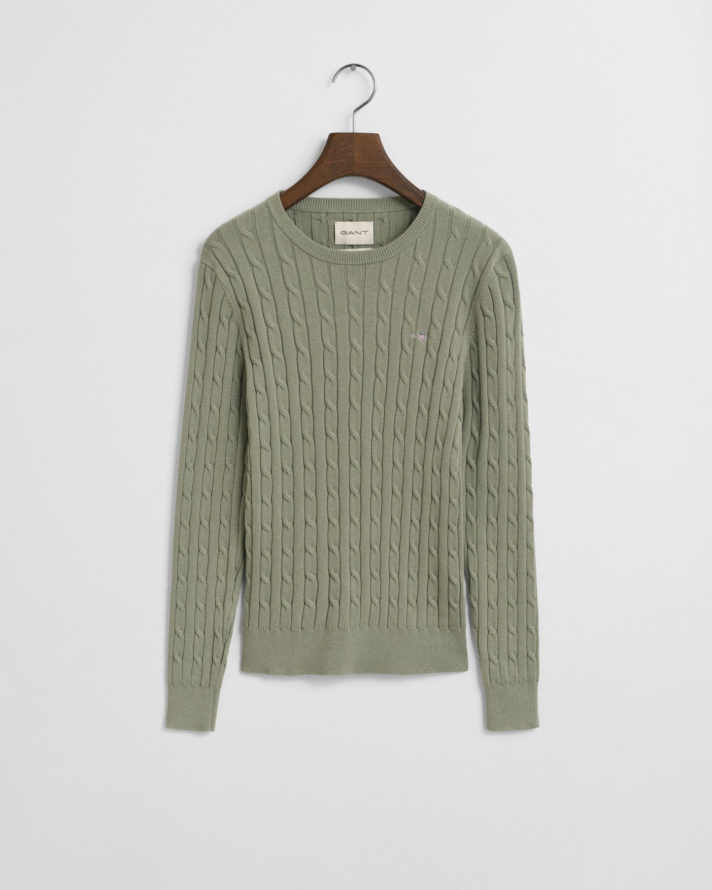 Pullover aus Stretch-Baumwolle mit Zopfmuster und Rundhalsausschnitt
