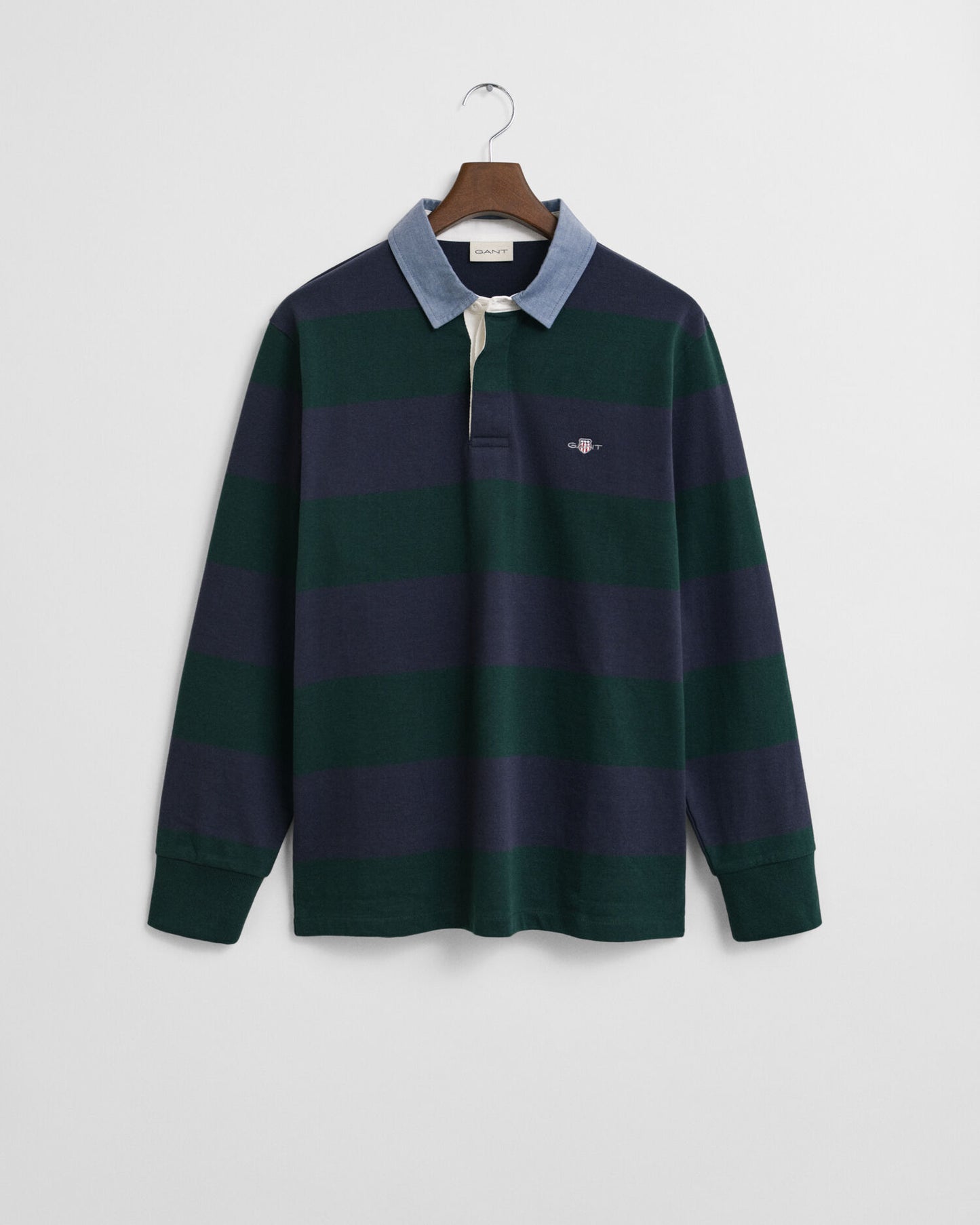 Rugger mit Chambray-Kragen und Streifen