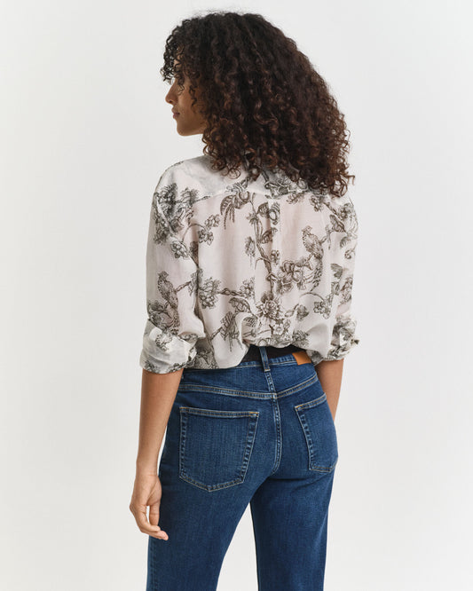 Hemd aus Baumwoll-Seiden-Mix mit lockerem Schnitt und Baumwollprint