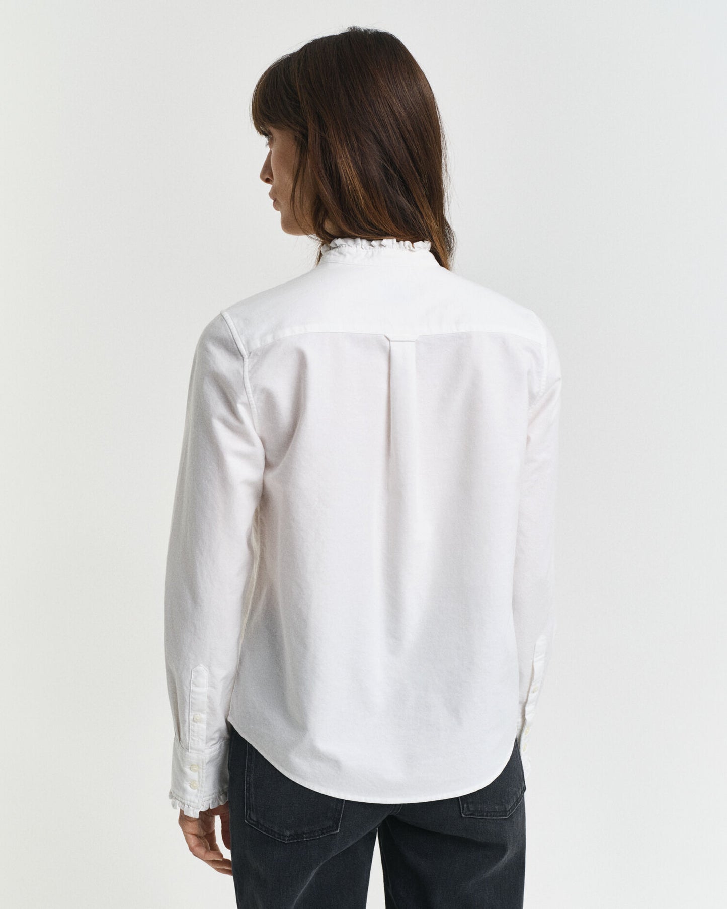 Klassische Oxford-Rüschenbluse