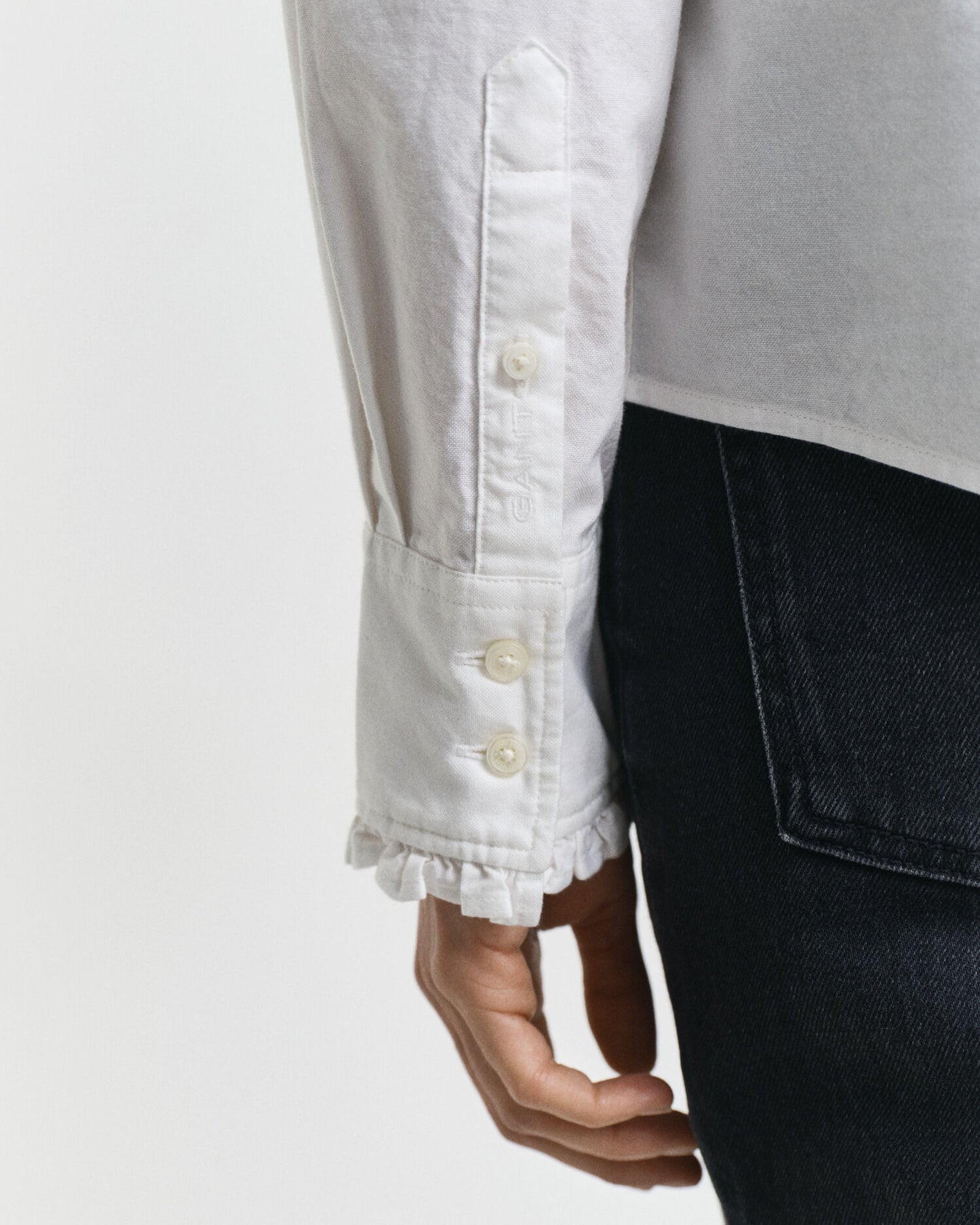 Klassische Oxford-Rüschenbluse