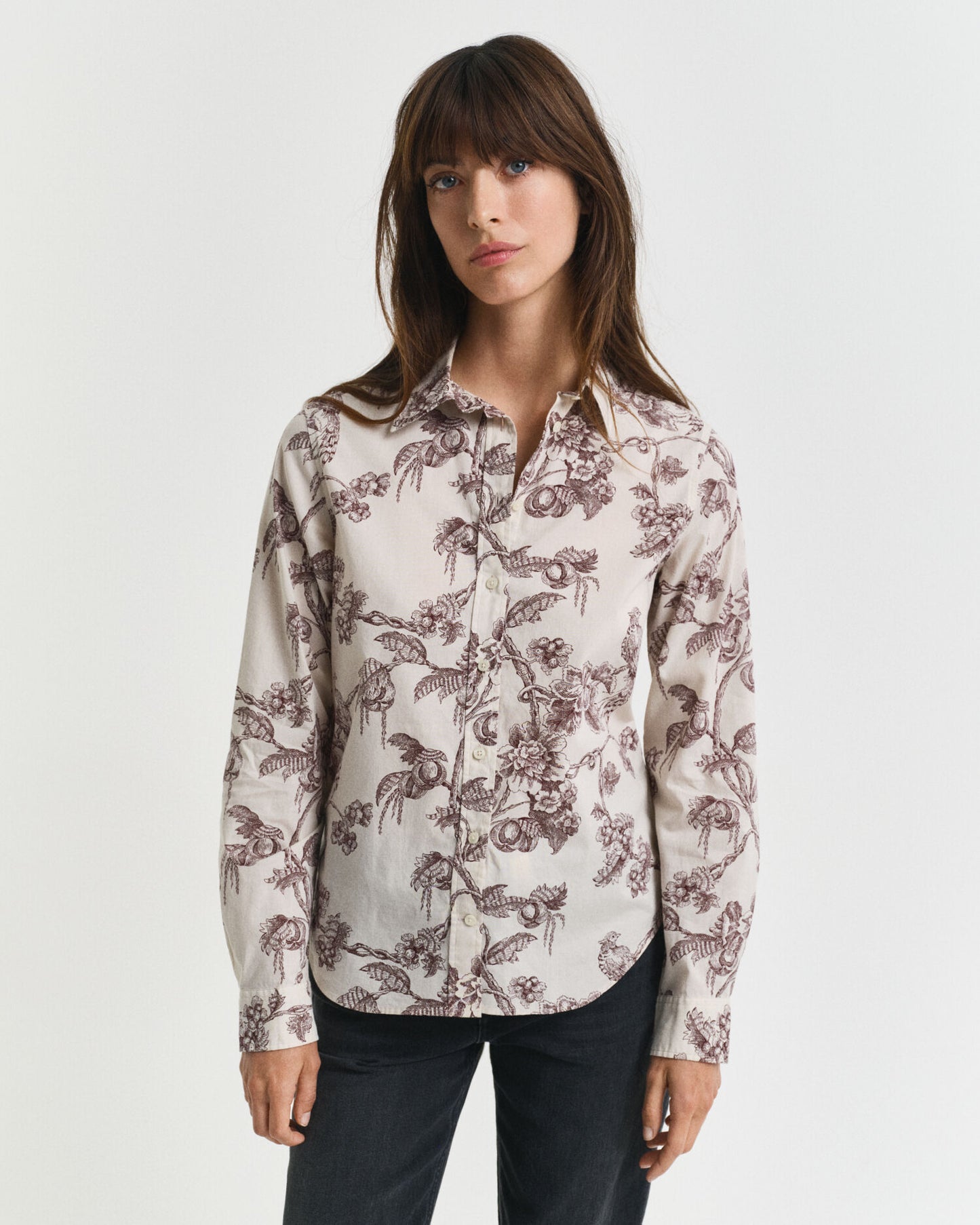 Hemd aus Baumwollvoile mit Baumprint, Regular Fit