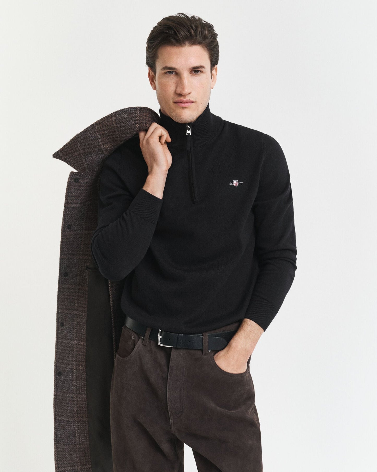 Klassischer Baumwoll-Half-Zip-Pullover