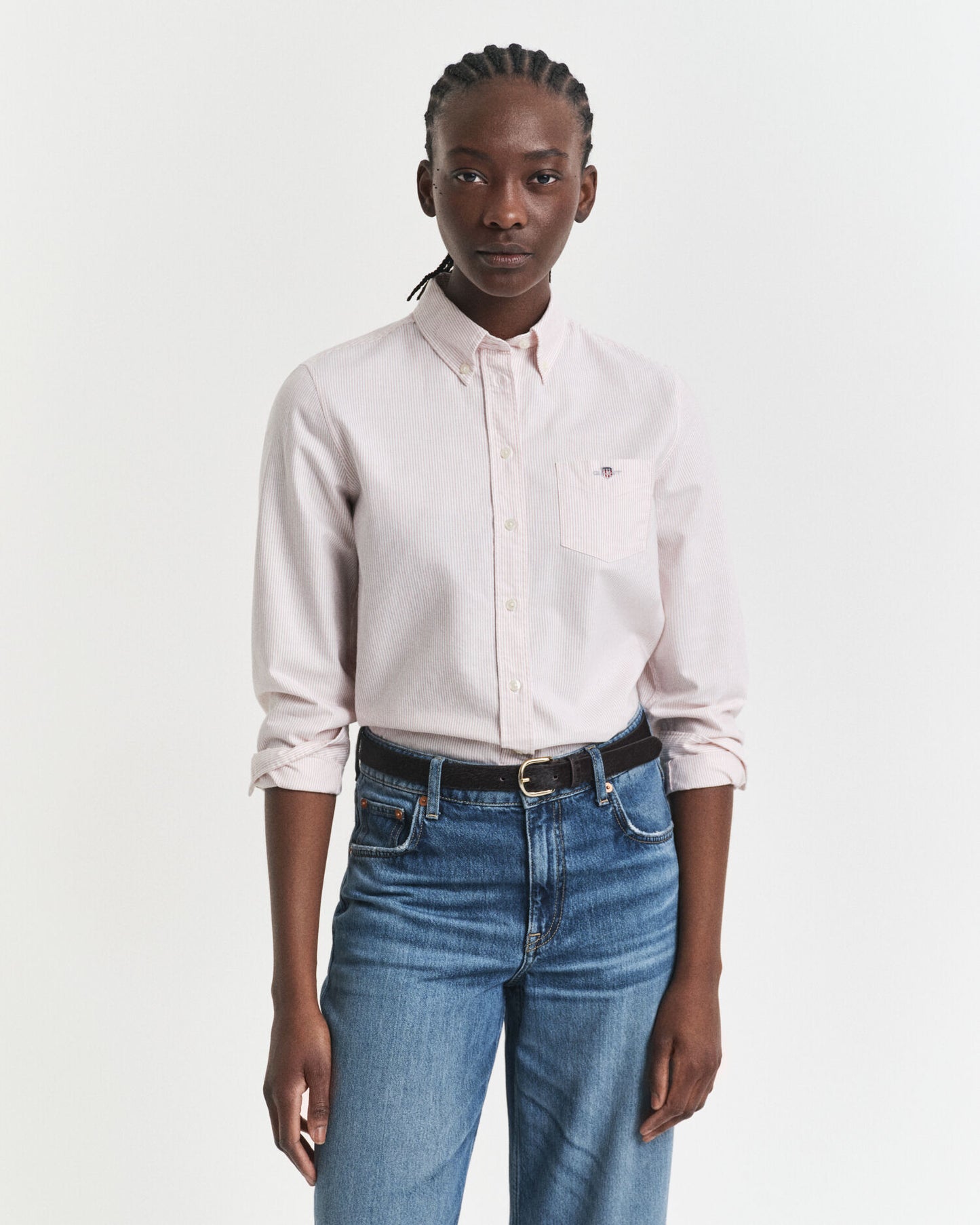 Regular Fit Klassisches Gestreiftes Oxfordhemd