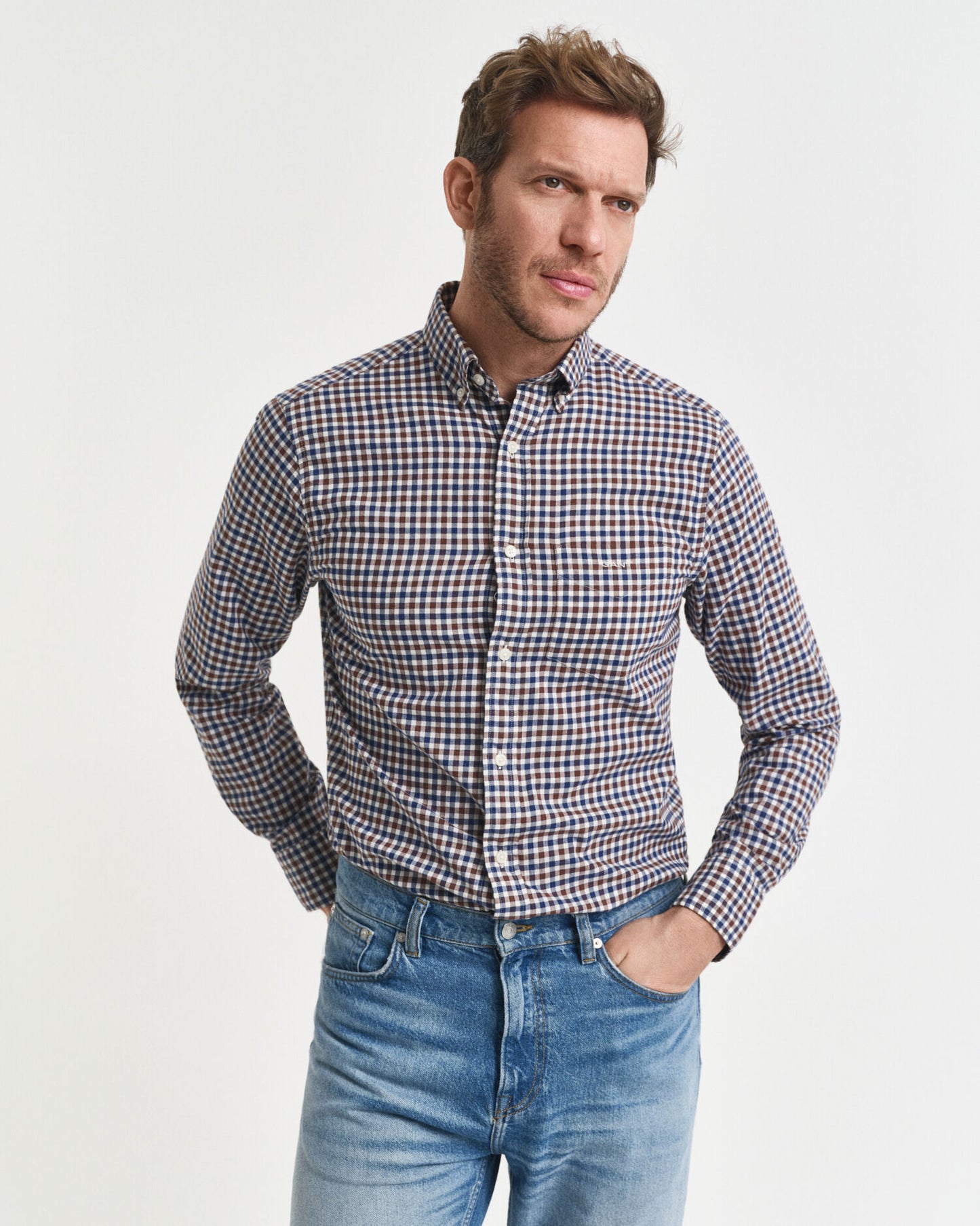 Regular Fit Hemd aus Vichykaro-Twill
