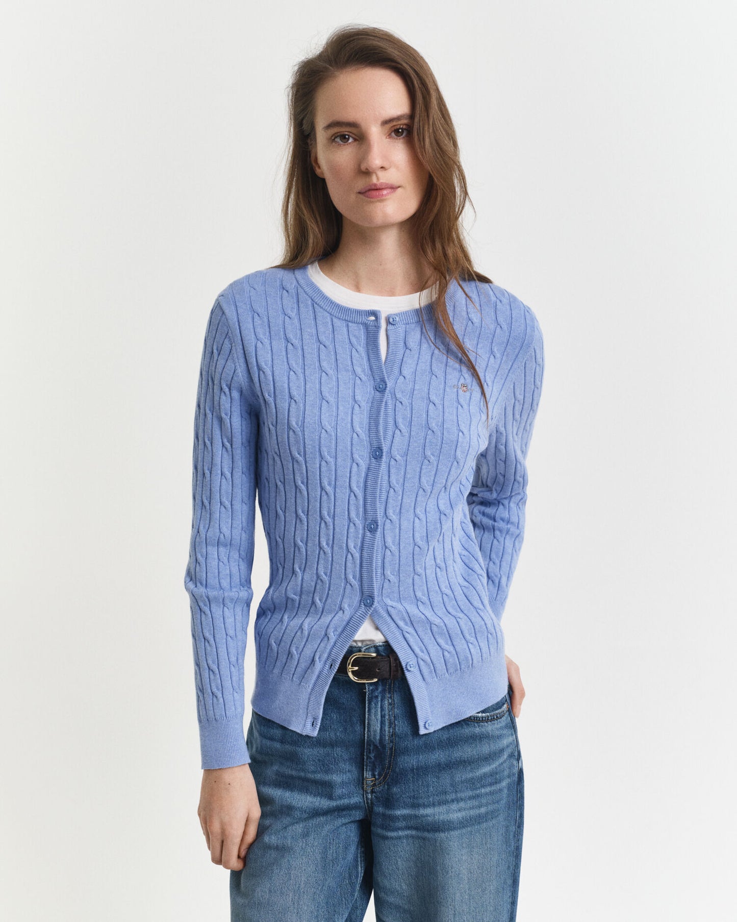 Cardigan aus Stretch-Baumwolle mit Zopfmuster