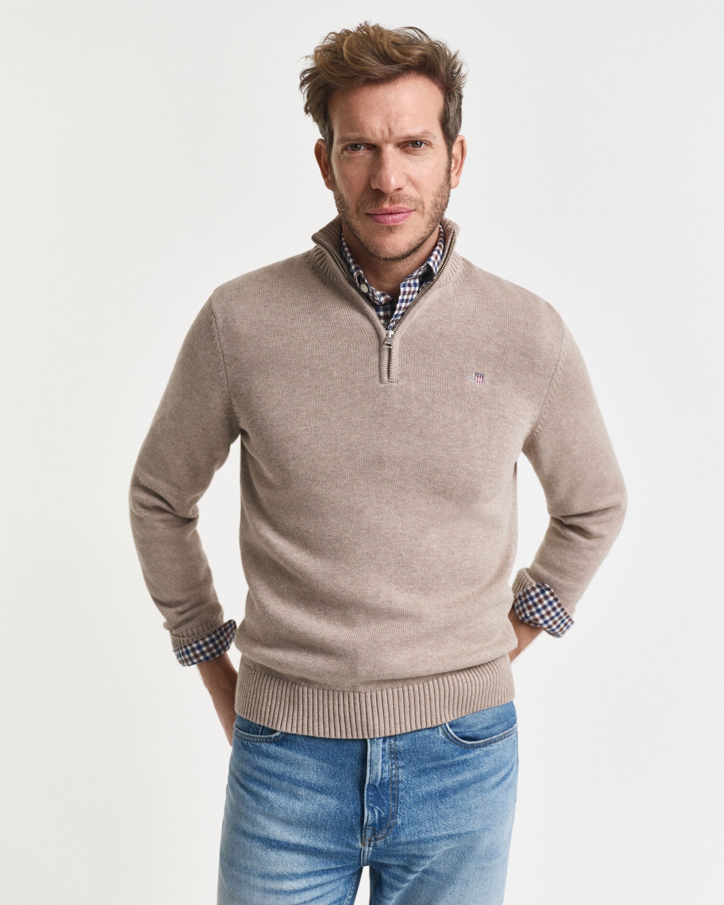 Freizeit-Baumwoll-Half-Zip-Pullover