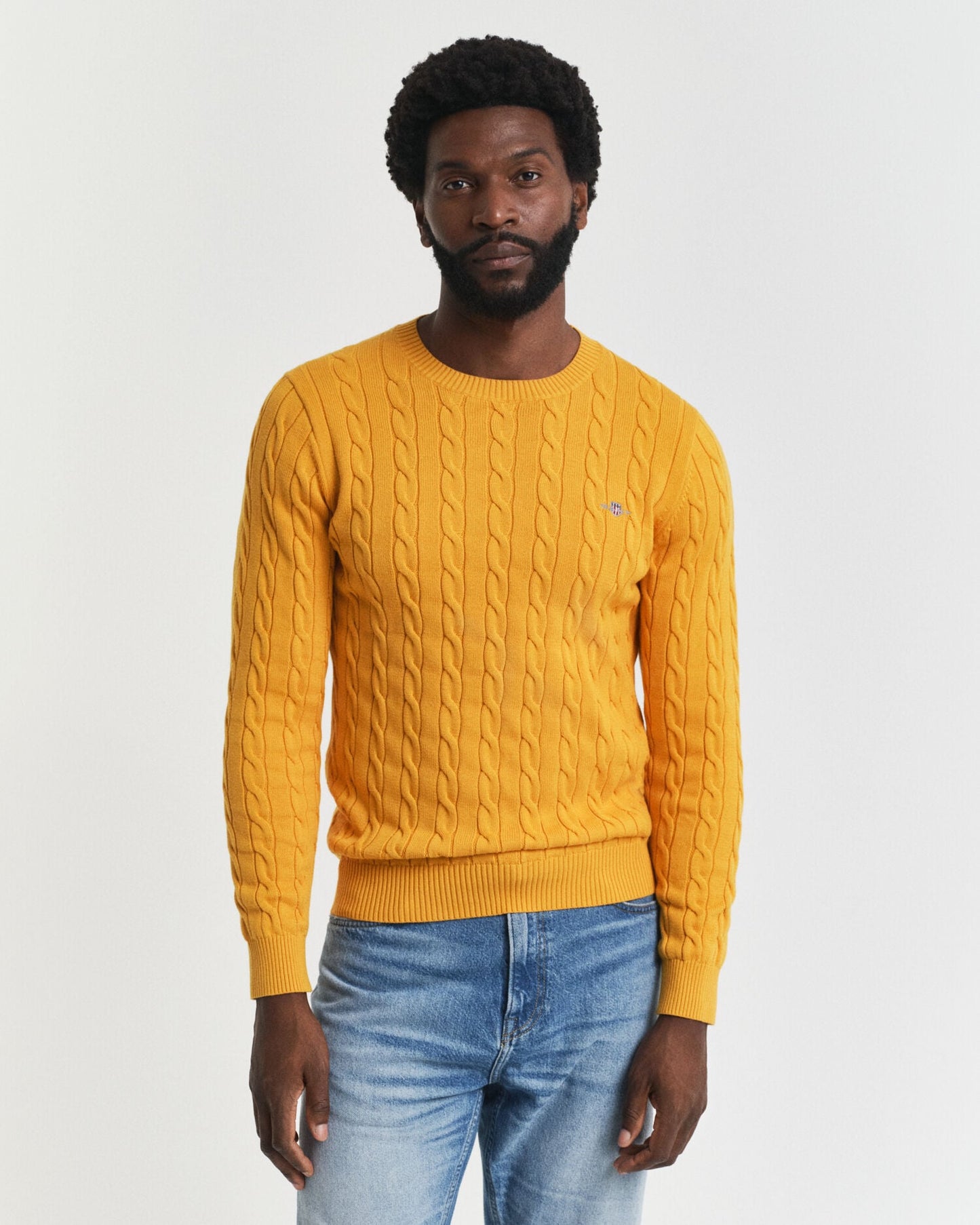 Pullover mit Rundhalsausschnitt aus Baumwolle mit Zopfmuster